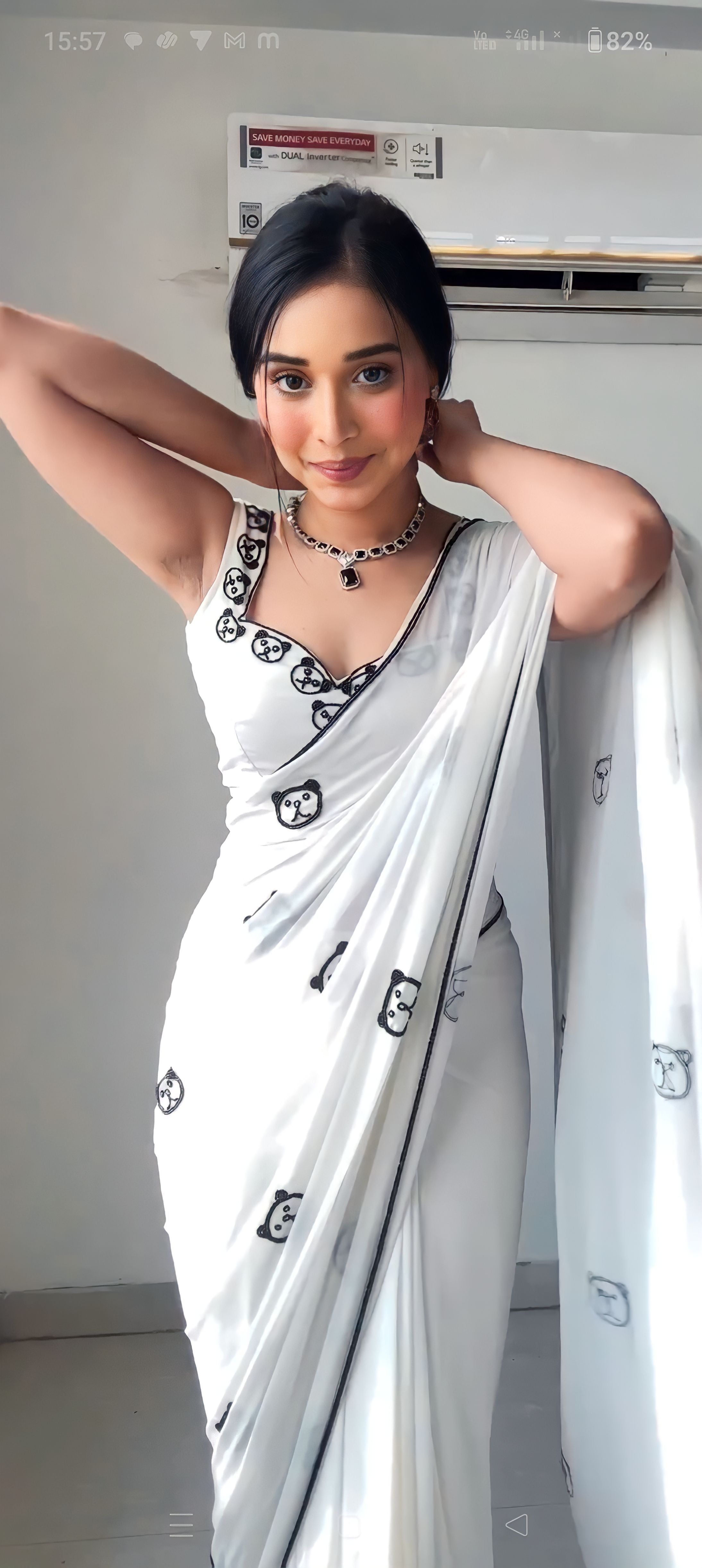 One Minute Ready To Wear Classic Allure White Saree