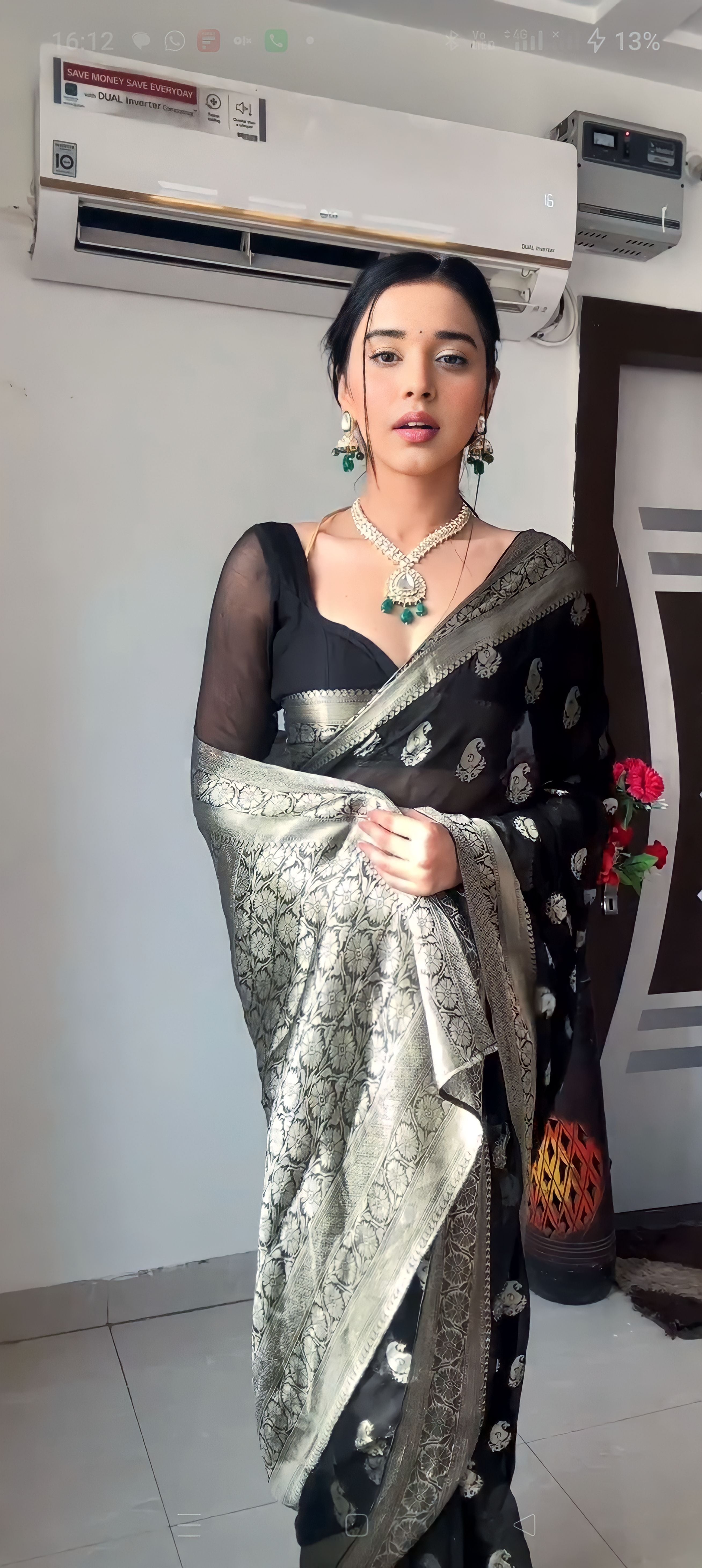 One Minute Ready To Wear Black Traditional Party Wear Saree
