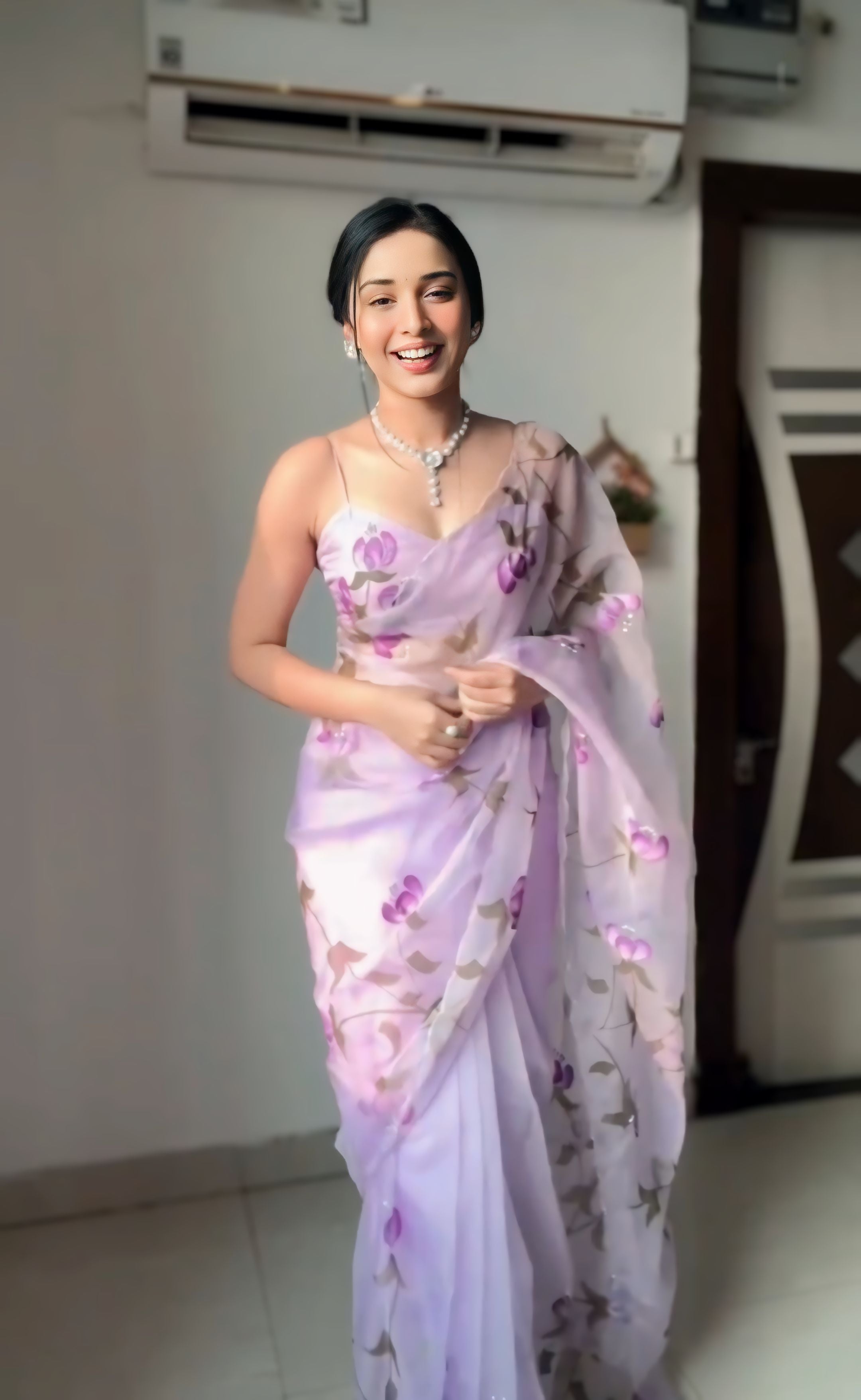 One Minute Ready To Wear Majestic Purple Drapery Saree
