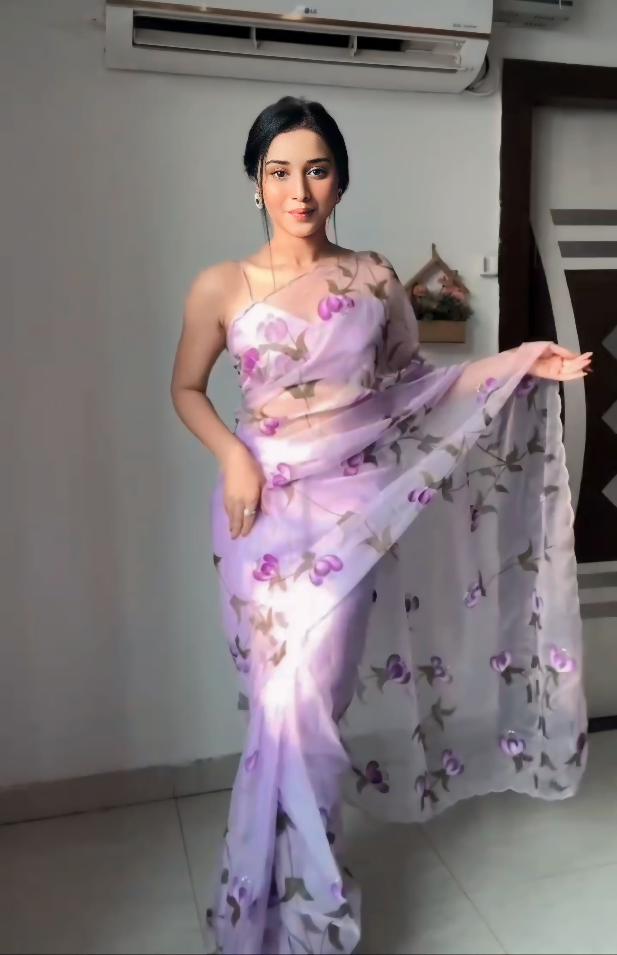 One Minute Ready To Wear Majestic Purple Drapery Saree