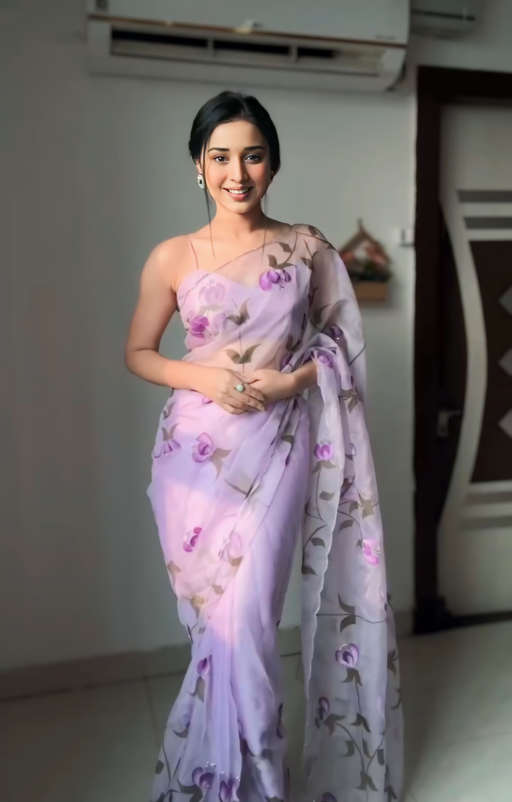 One Minute Ready To Wear Majestic Purple Drapery Saree