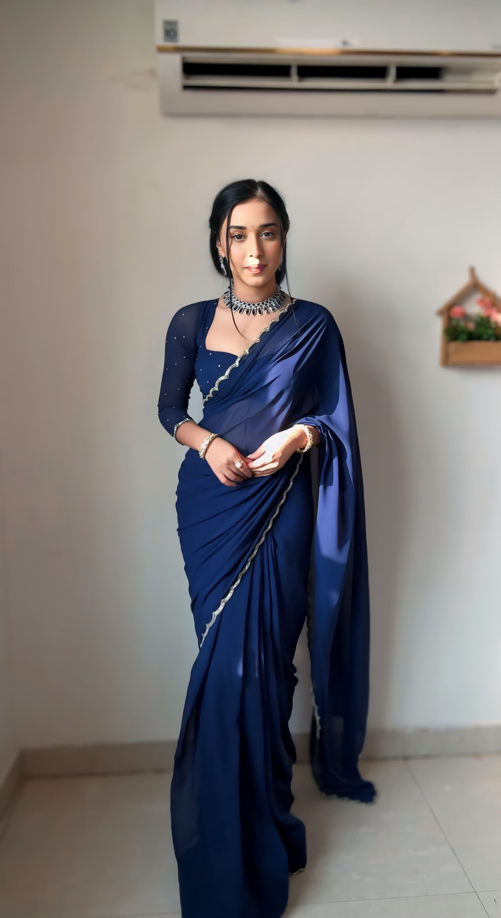 One Minute Ready To Wear Royal Orchid Attire Saree with Stitch Blouse