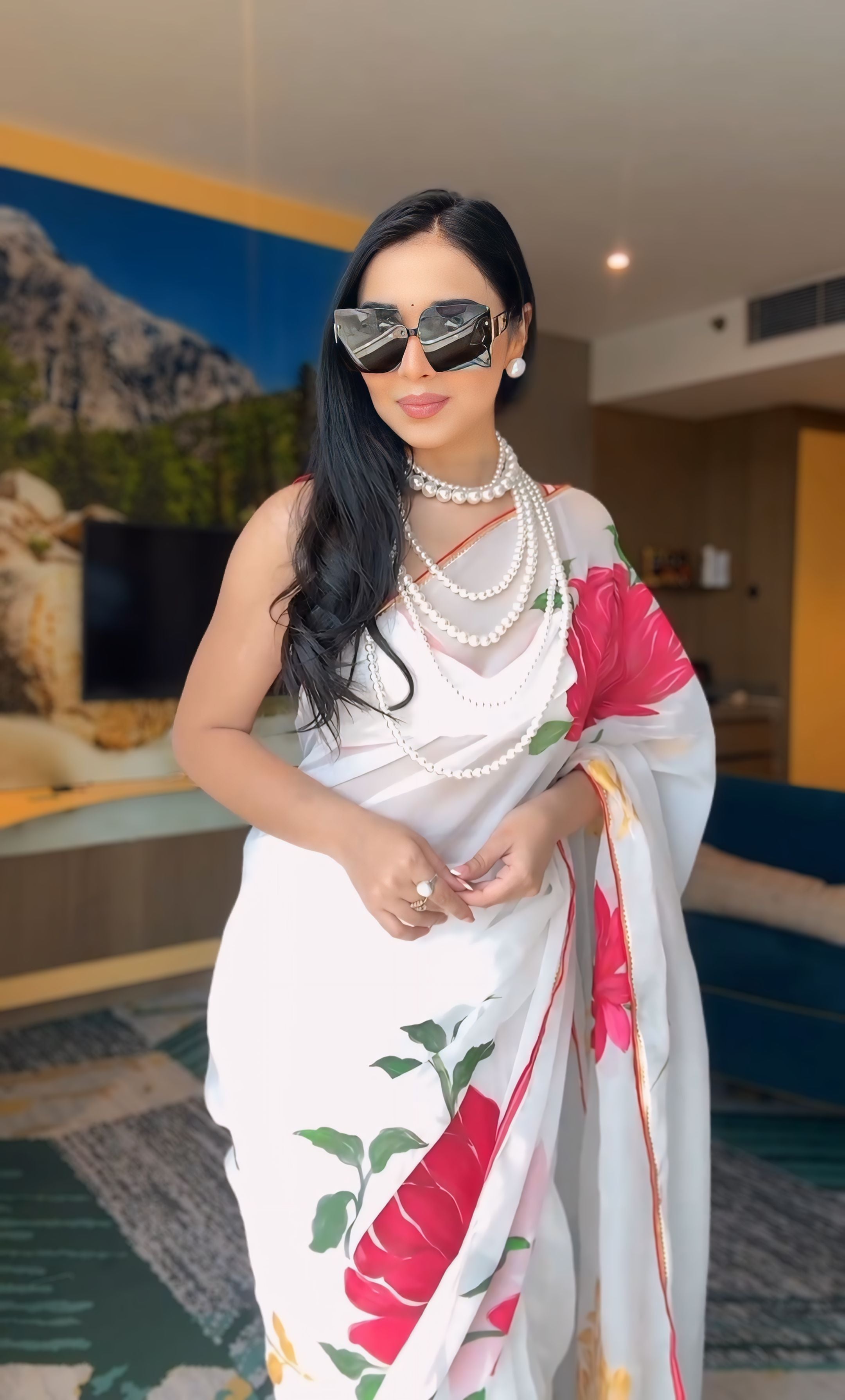 One Minute Ready To Wear Floral Elegance Beauty Saree