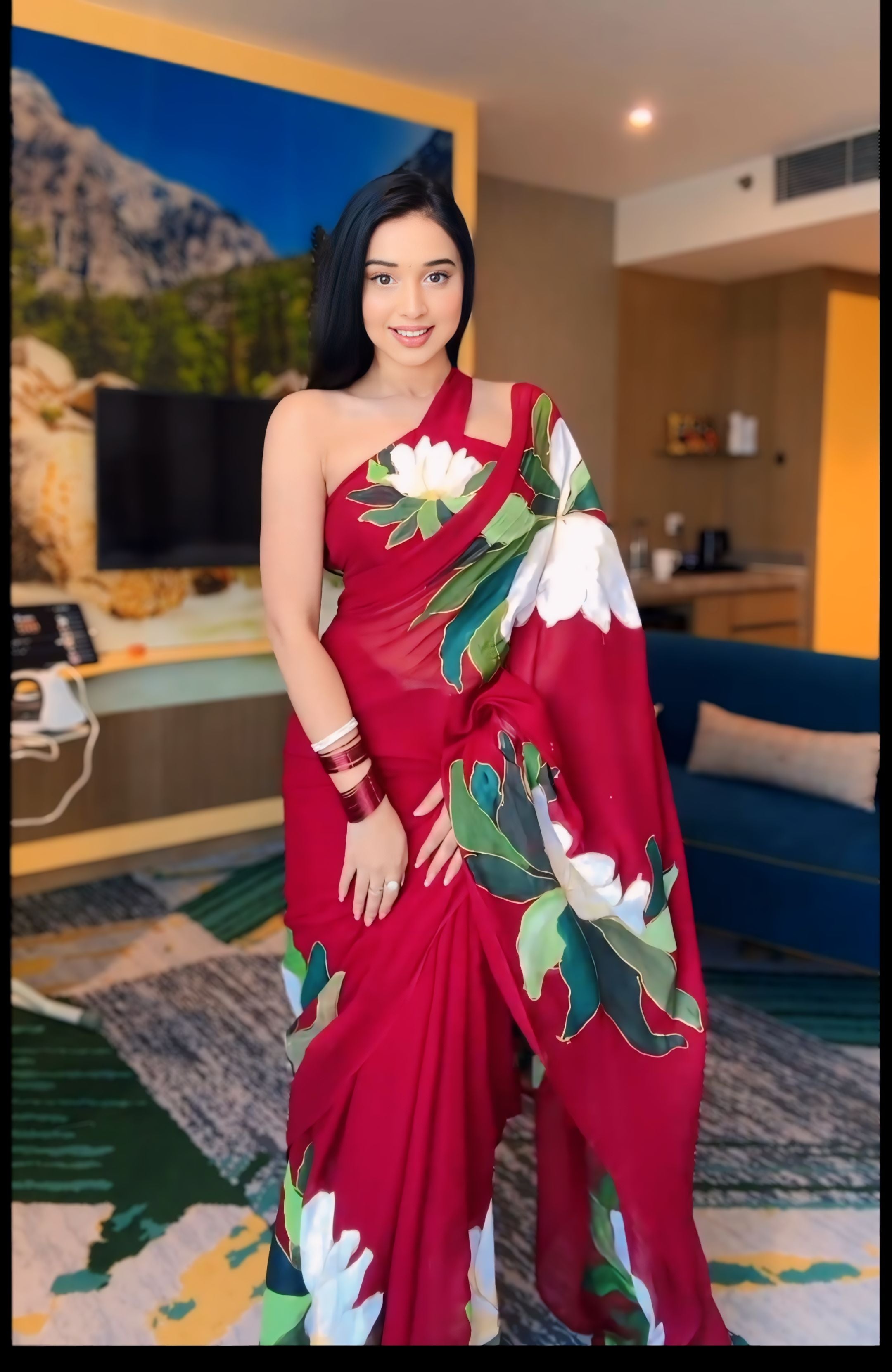 One Minute Ready To Wear Ruby Retreat Stripes Saree