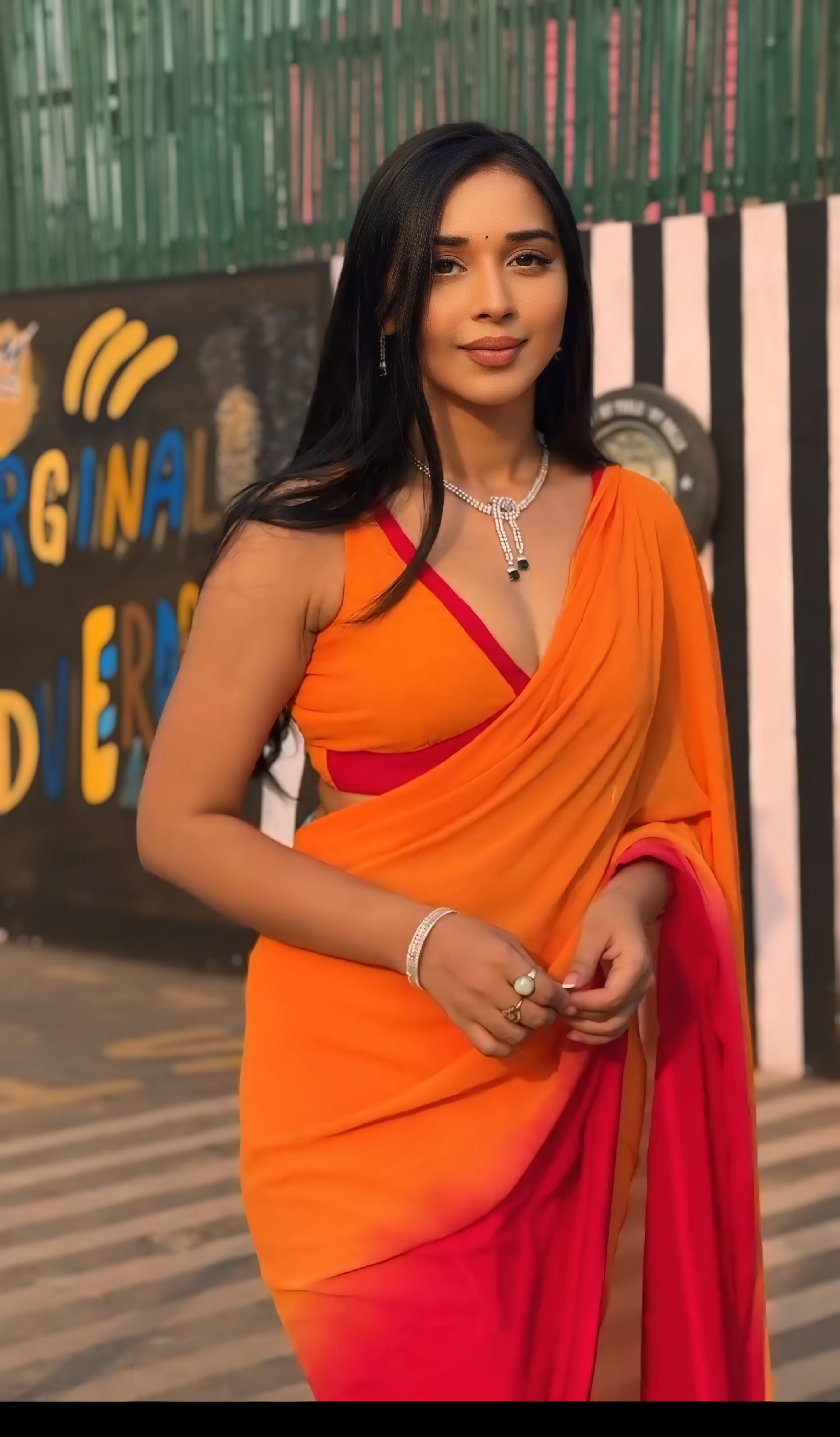One Minute Ready To Wear Sunset Elegant Stripes Saree