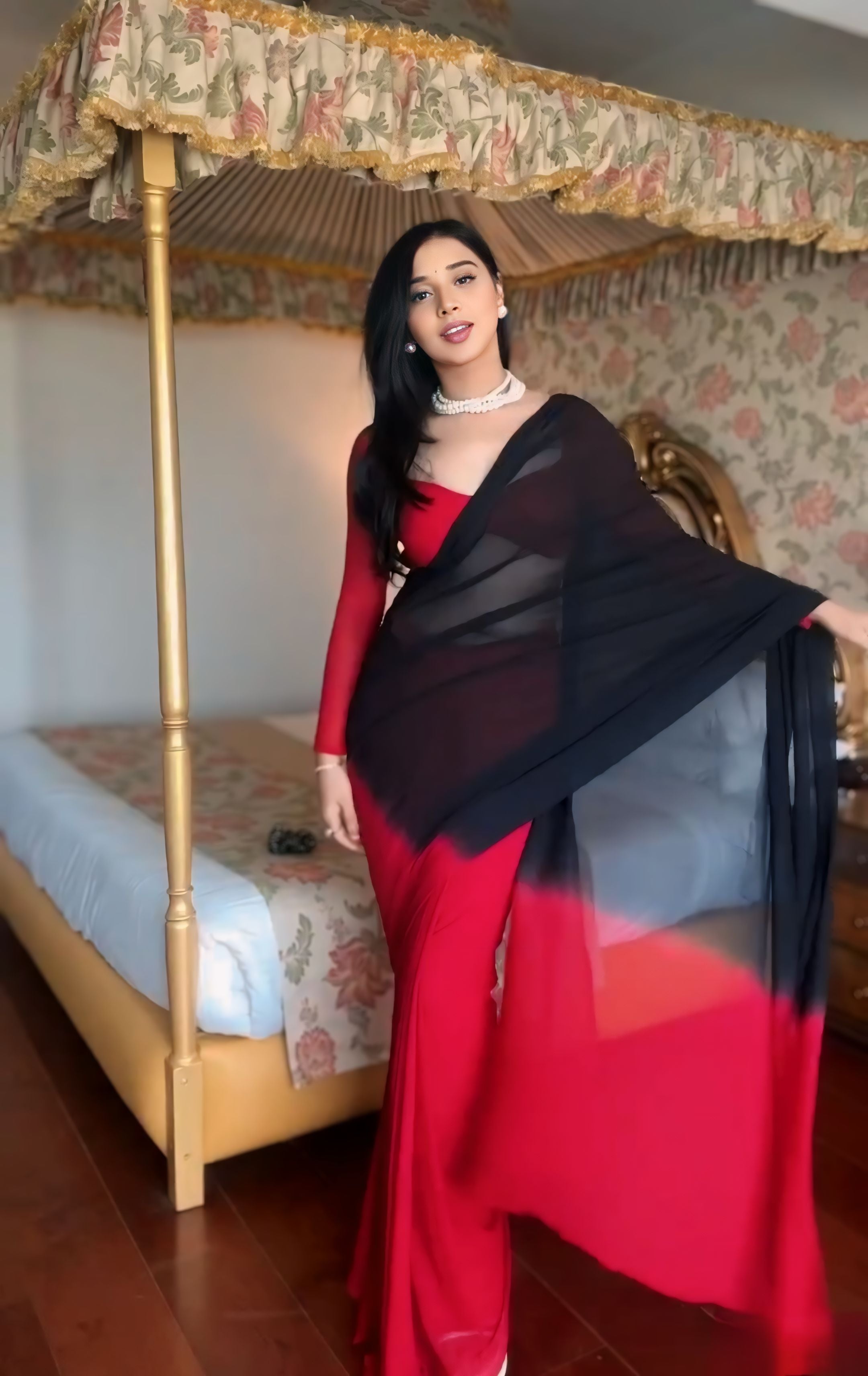 One Minute Ready To Wear Crimson Elegance Drapery Saree