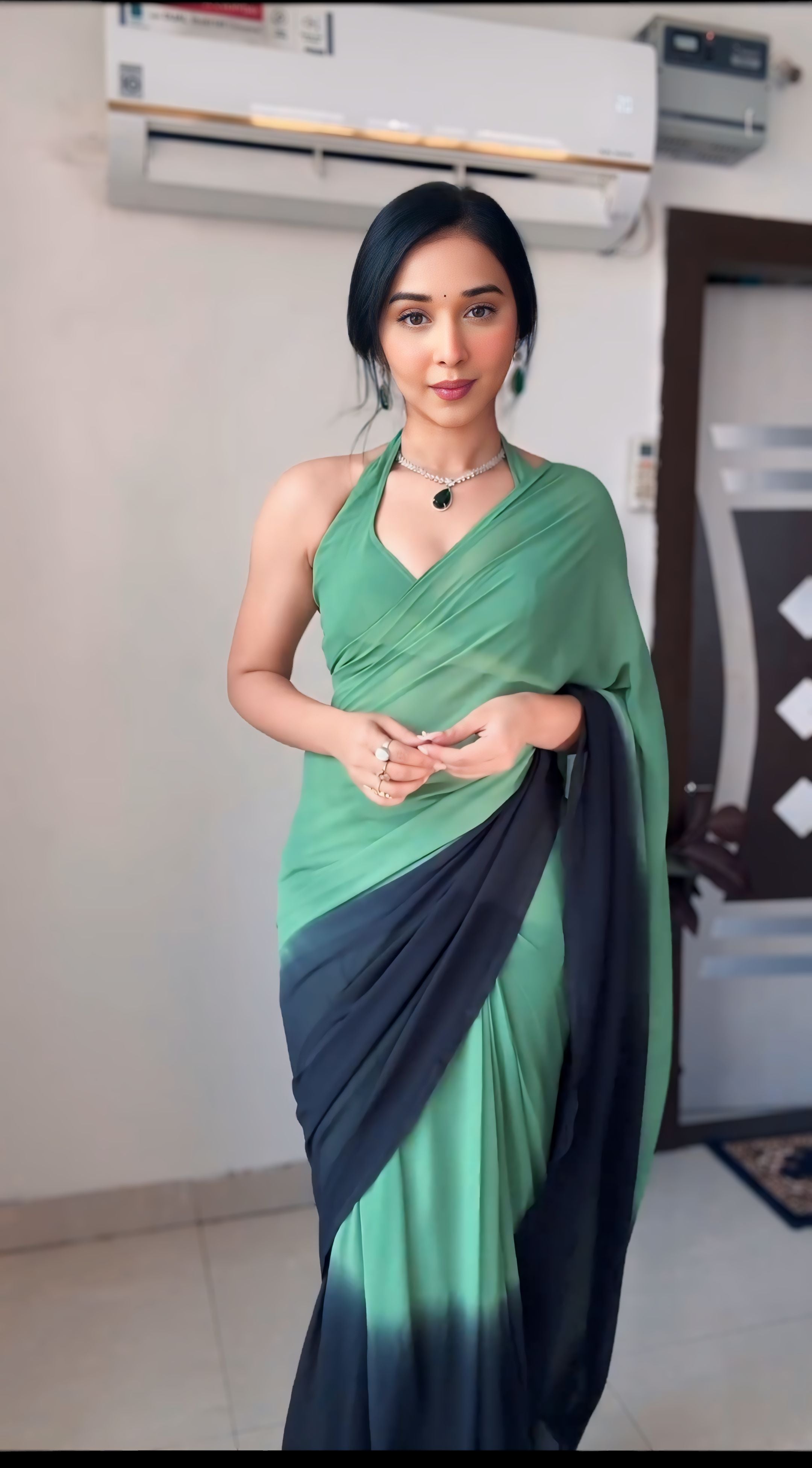 One Minute Ready To Wear Ethereal Beauty Verdant Allure Saree
