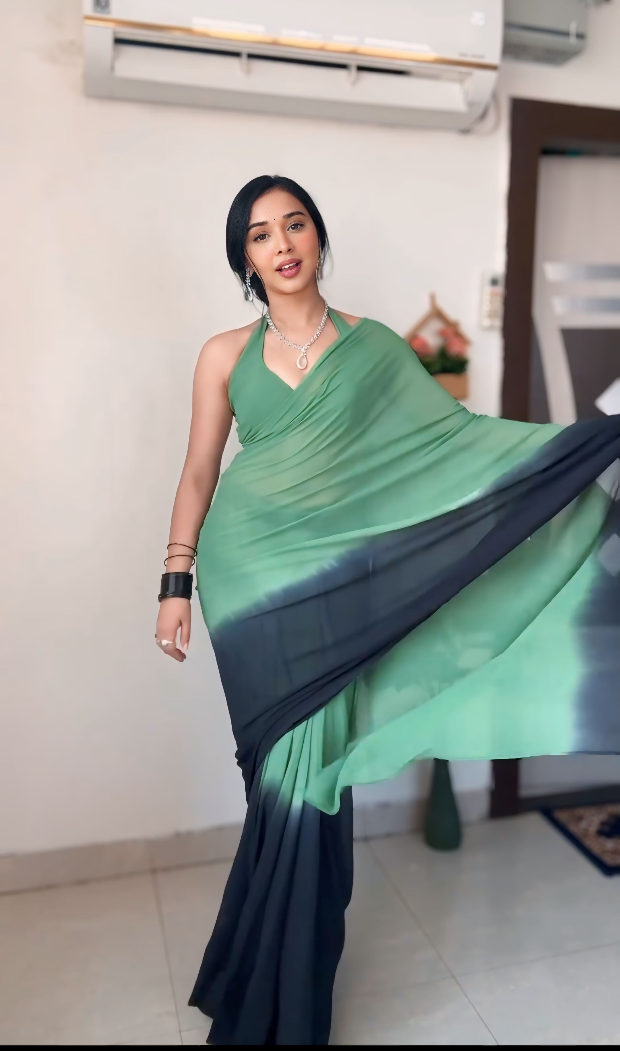 One Minute Ready To Wear Ethereal Beauty Verdant Allure Saree
