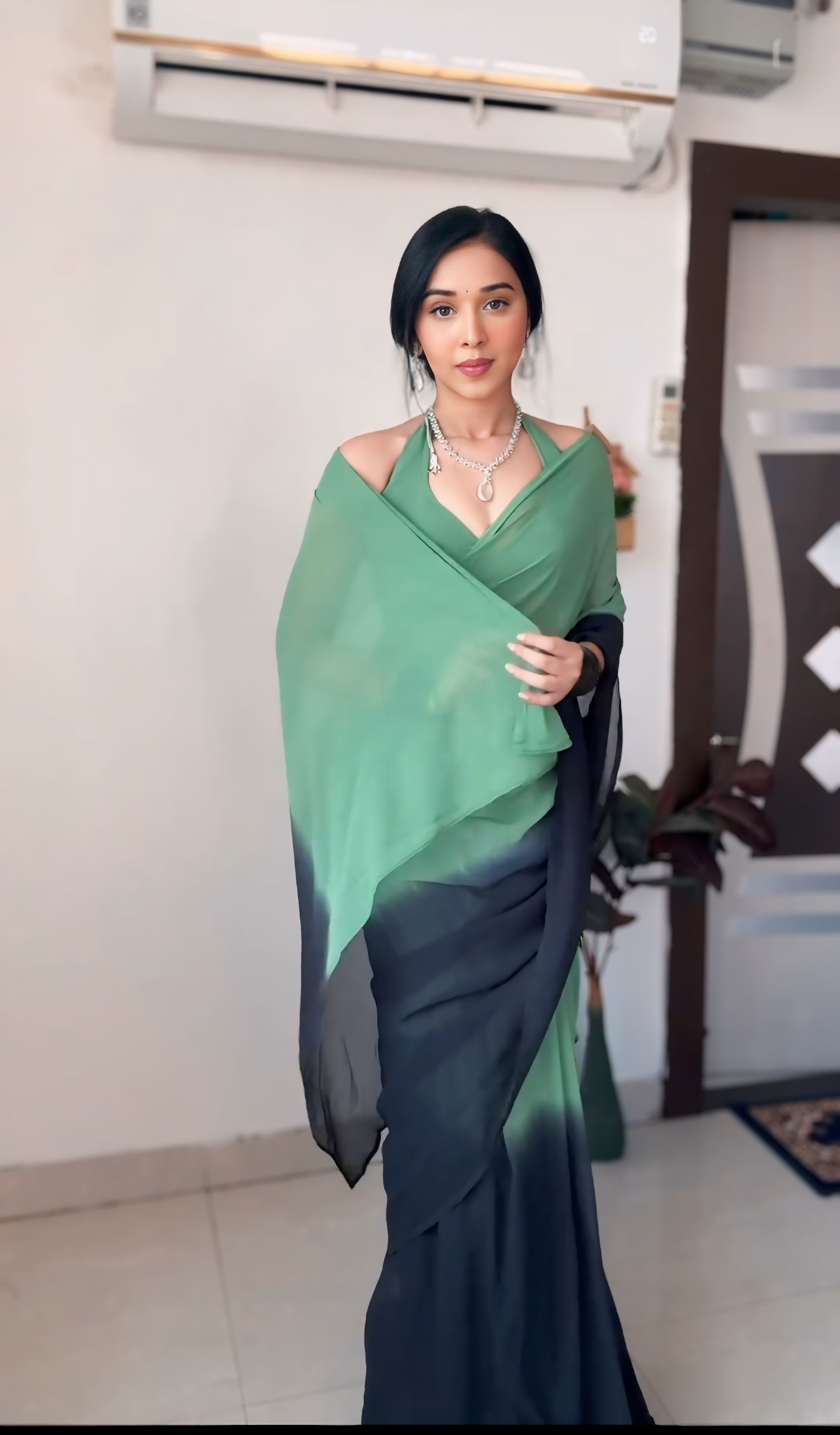 One Minute Ready To Wear Ethereal Beauty Verdant Allure Saree