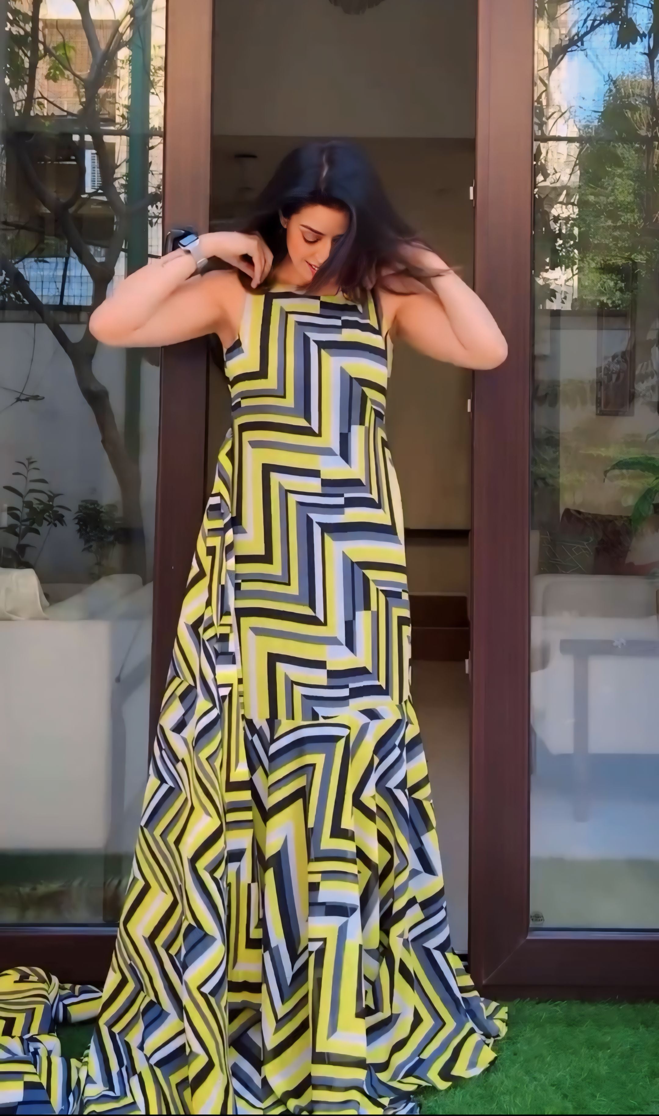 One Minute Ready To Wear Yellow Georgette Printed Work Saree