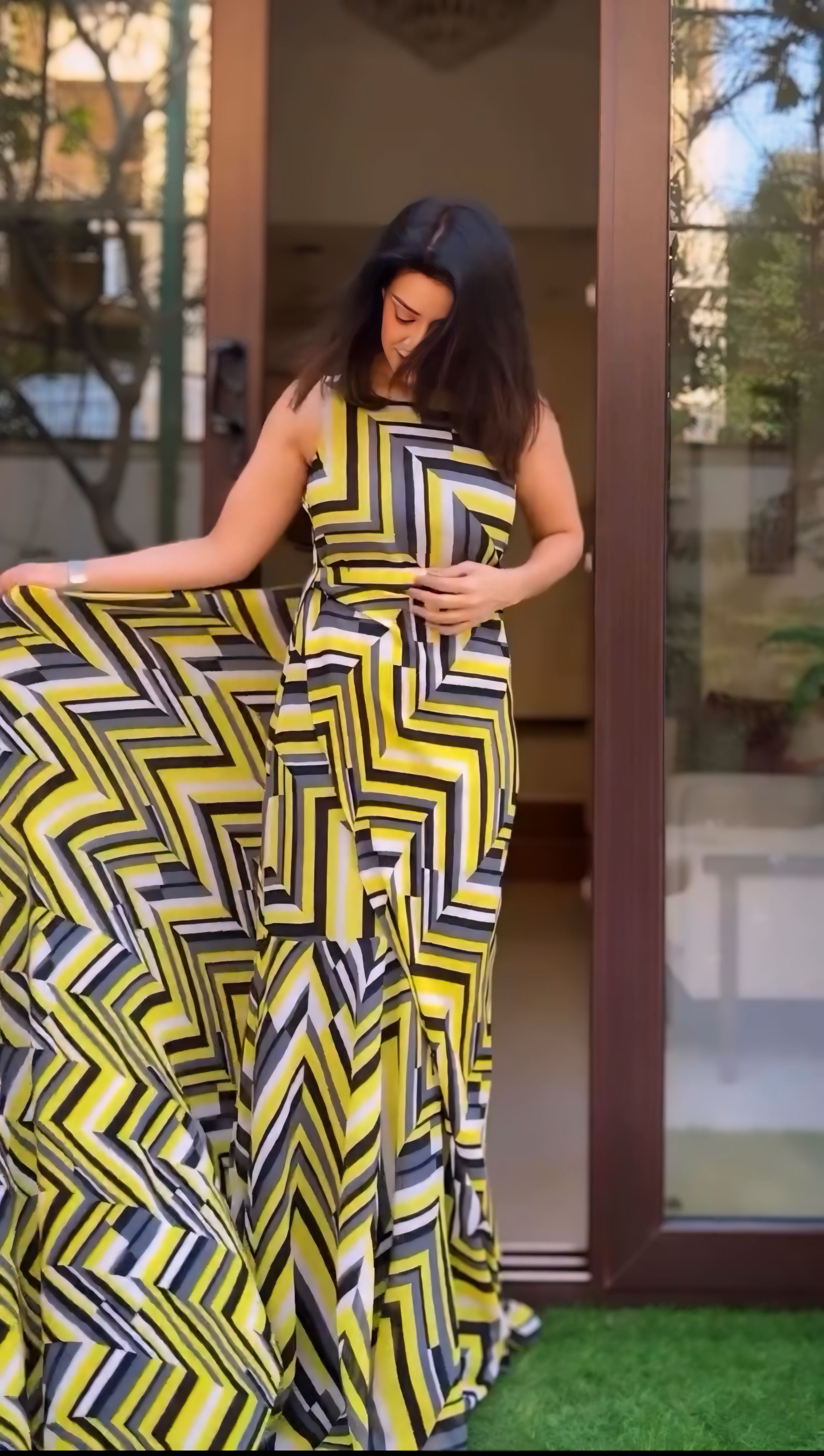 One Minute Ready To Wear Yellow Georgette Printed Work Saree