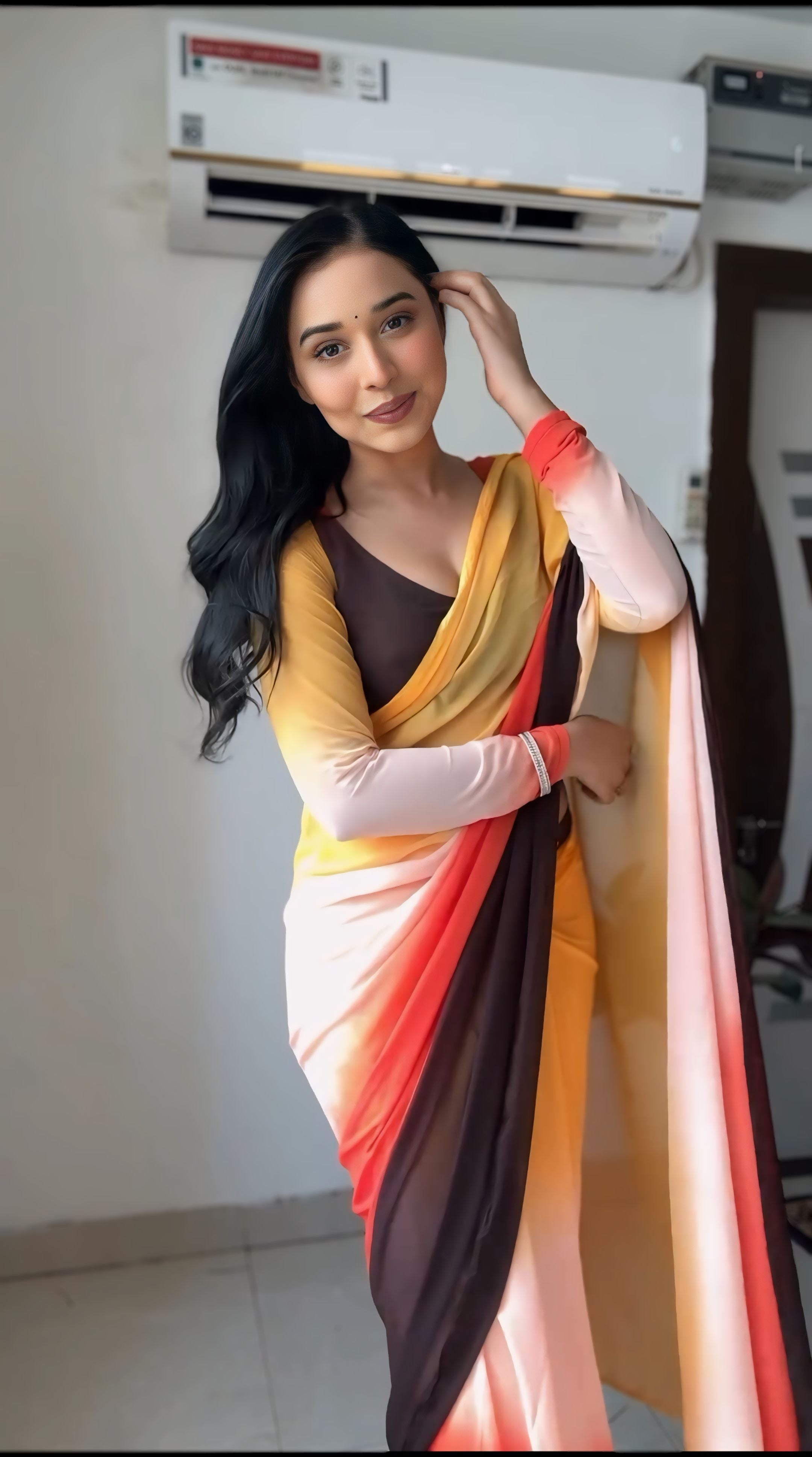 One Minute Ready To Wear Golden Sunset Elegance Saree
