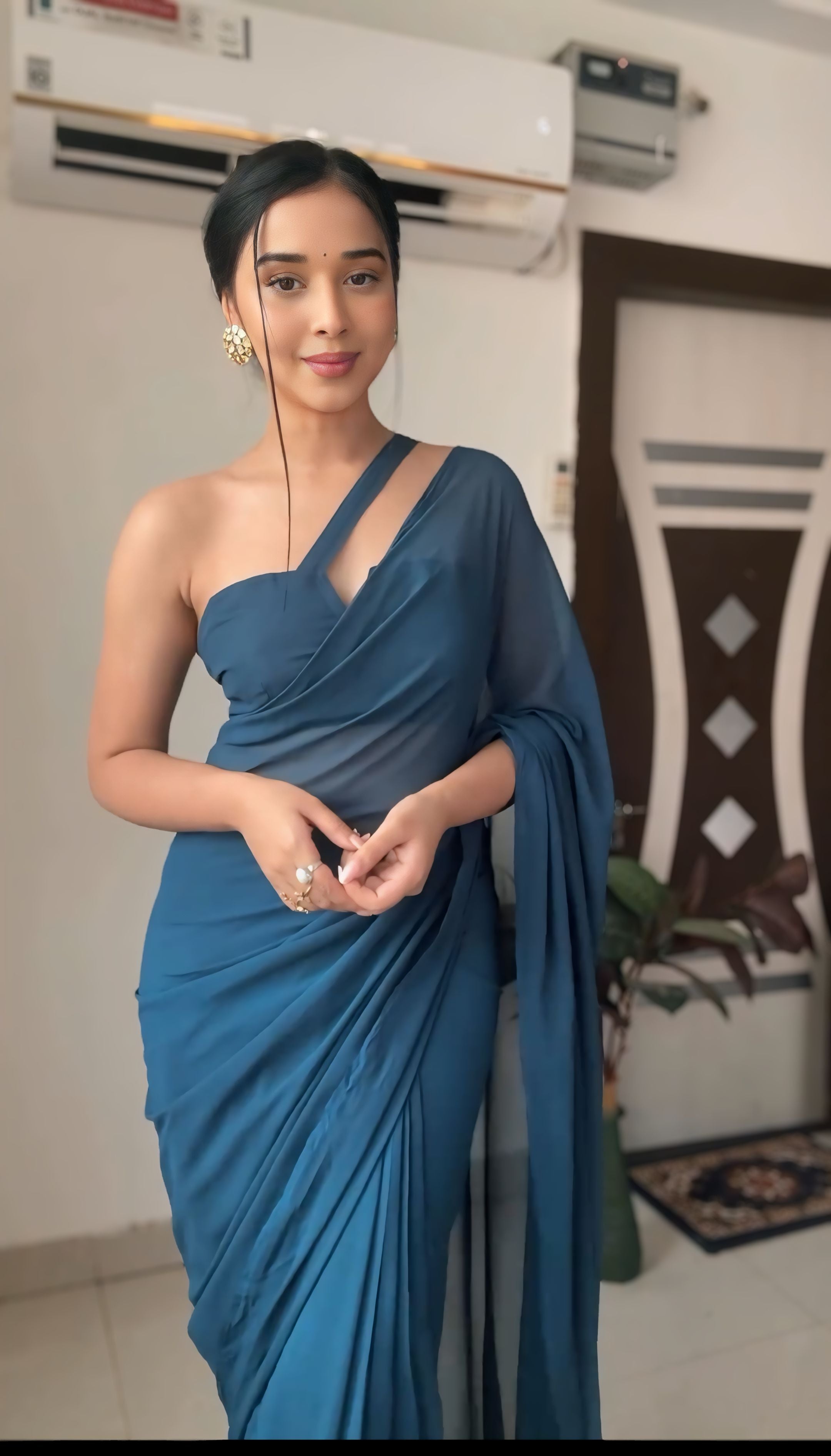 One Minute Ready To Wear Pure Georgette Silk Elegant Embrace Saree
