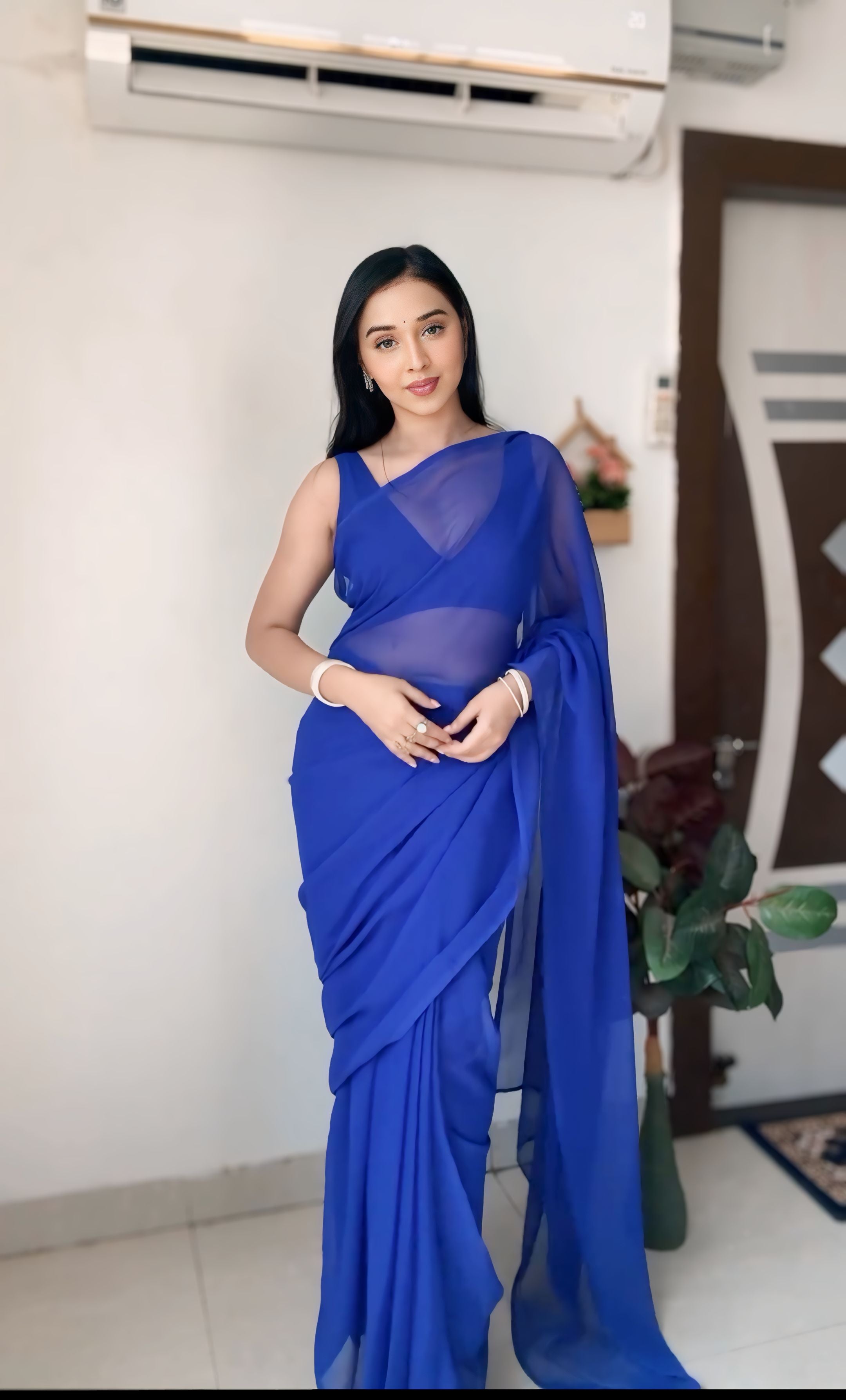 One Minute Ready To Wear Pure Georgette Silk Elegant Embrace Saree