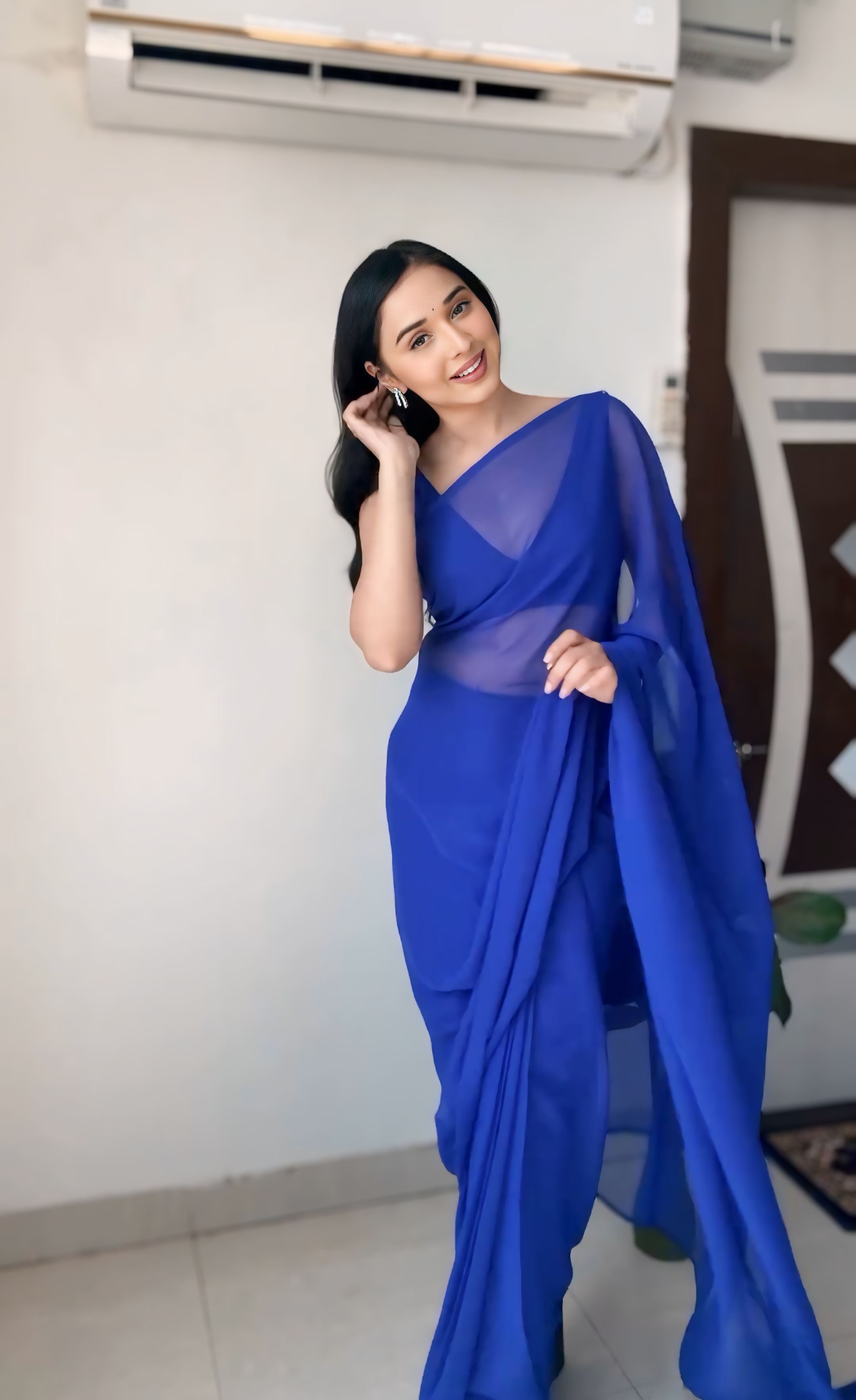 One Minute Ready To Wear Pure Georgette Silk Elegant Embrace Saree