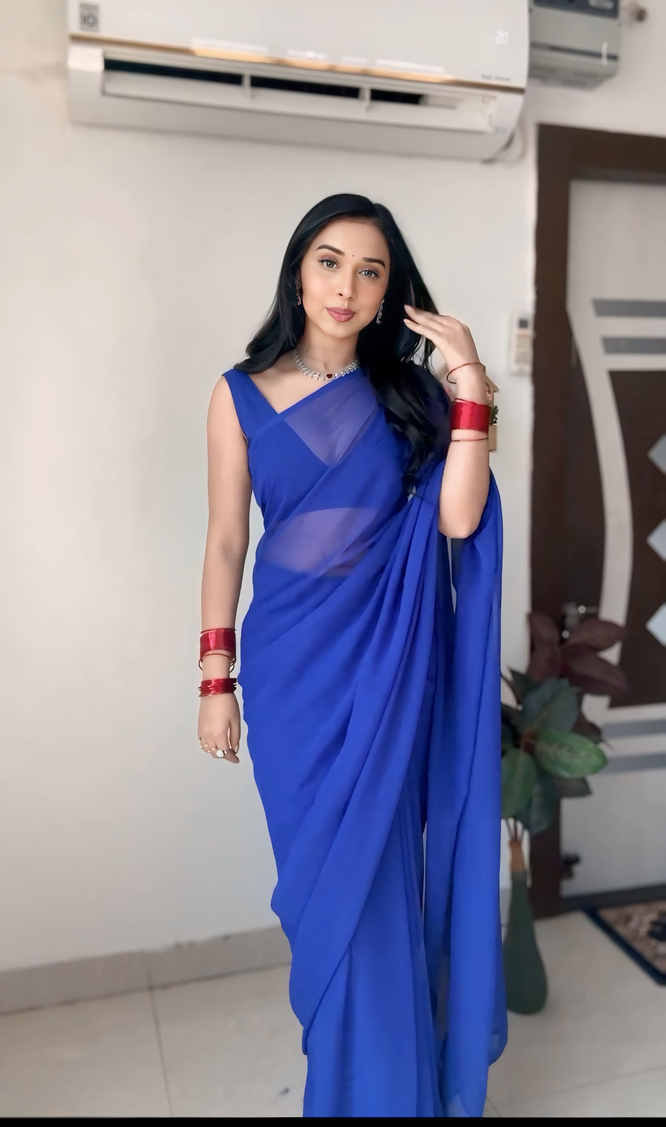 One Minute Ready To Wear Pure Georgette Silk Elegant Embrace Saree