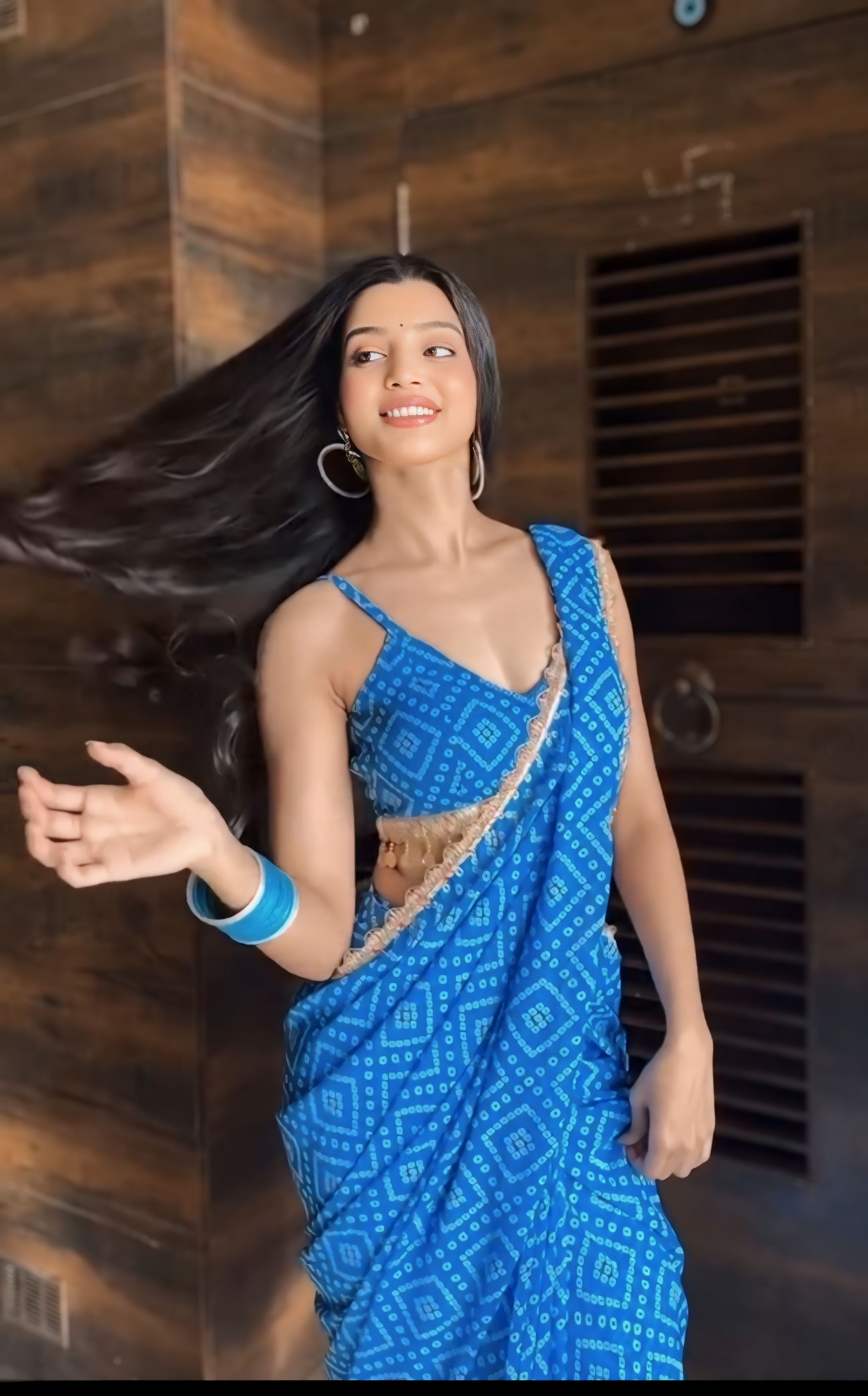 One Minute Ready To Wear Majestic Blue Grace Blushing Blue Saree