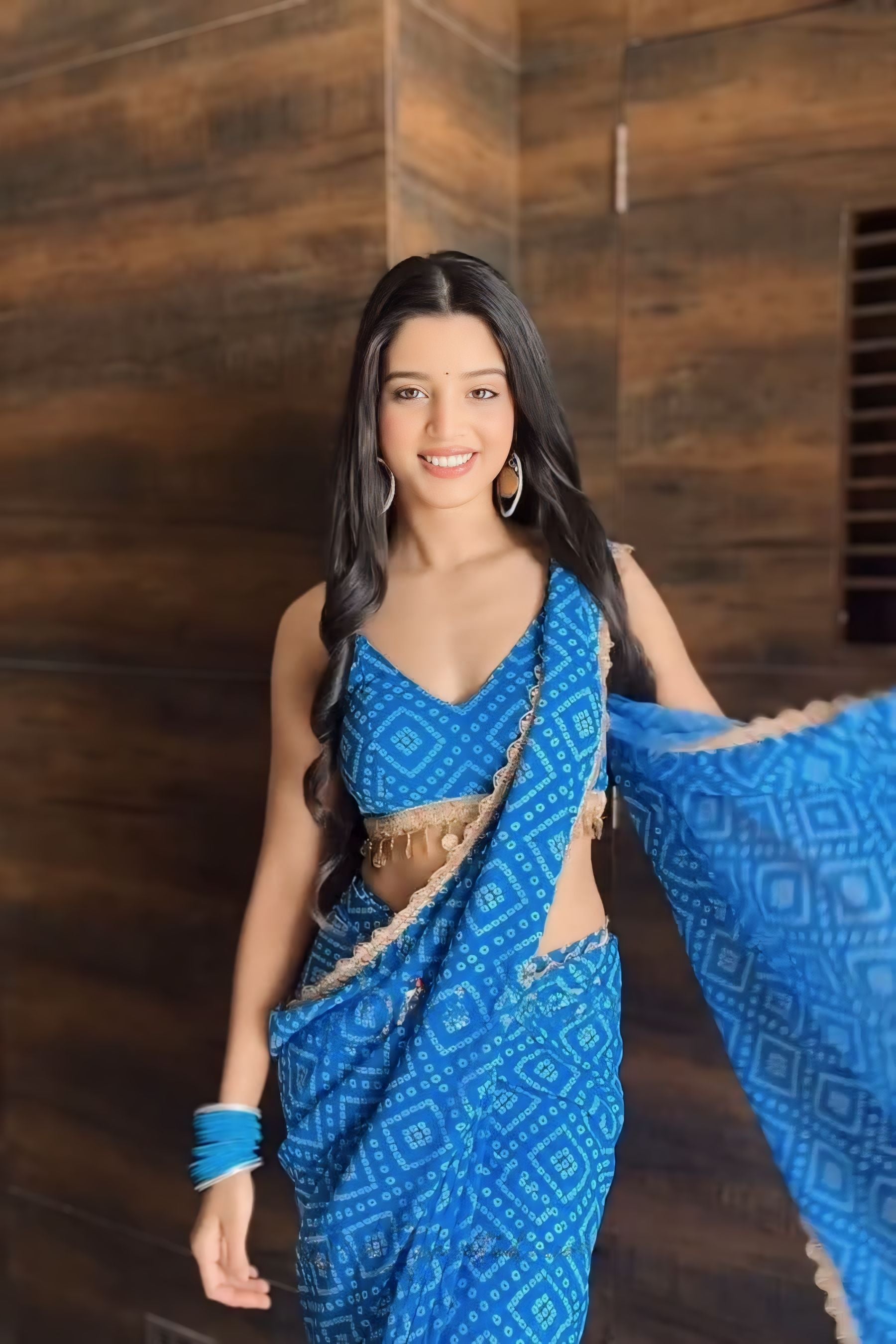 One Minute Ready To Wear Majestic Blue Grace Blushing Blue Saree