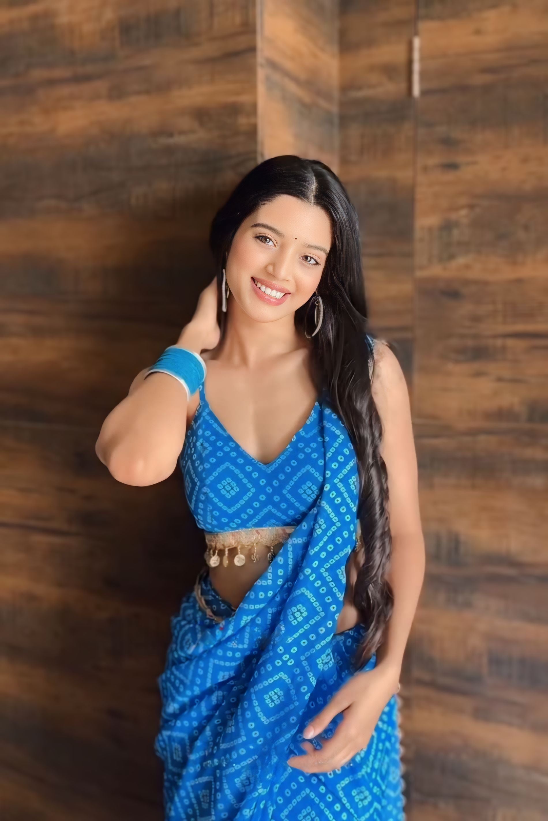One Minute Ready To Wear Majestic Blue Grace Blushing Blue Saree