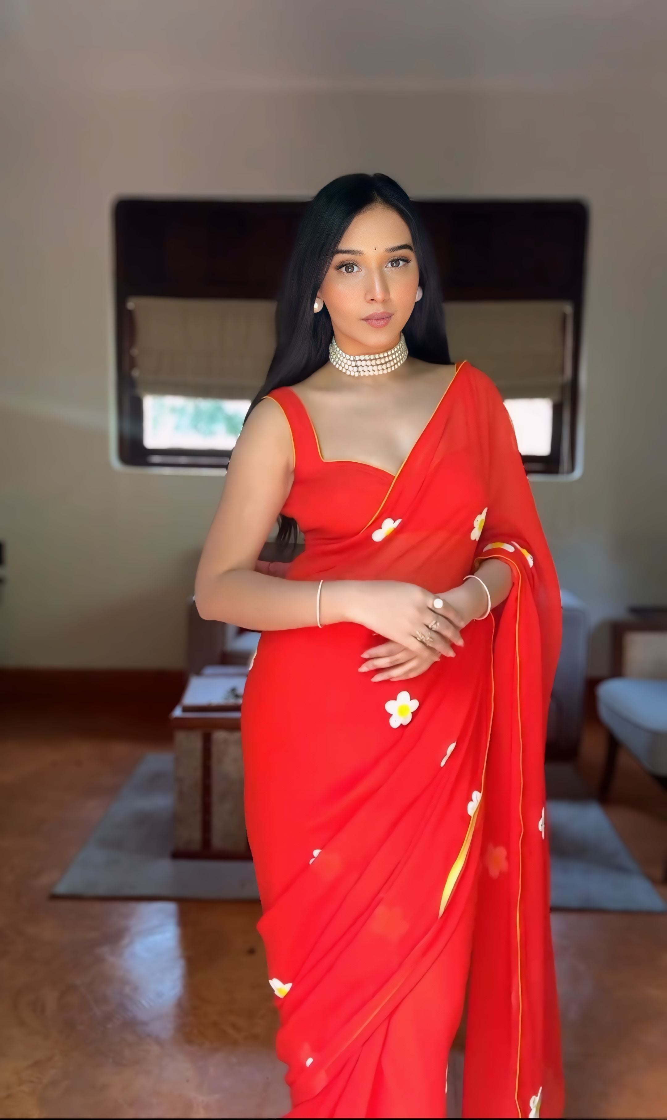 One Minute Ready To Wear Radiant Red Elegance Saree