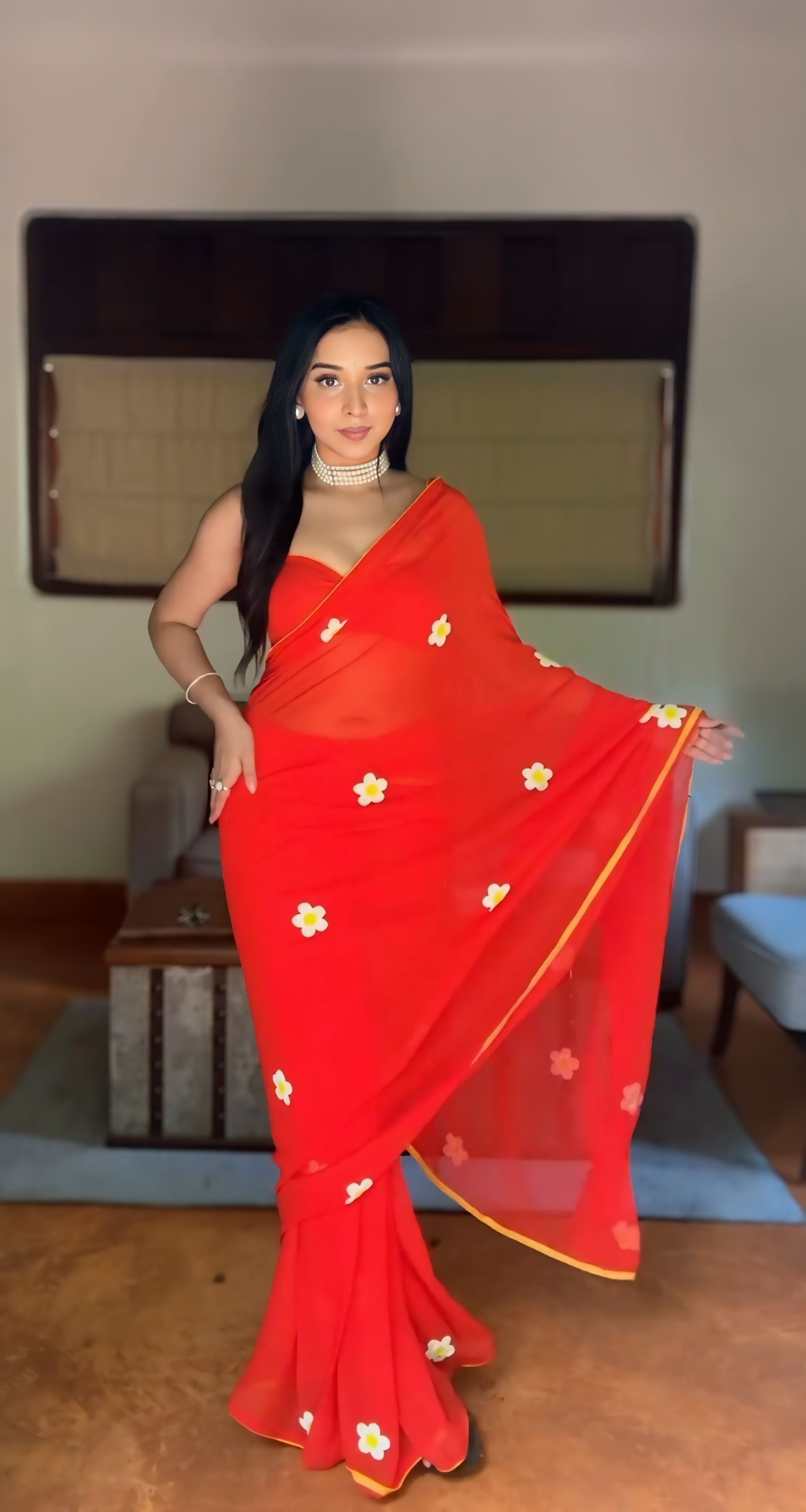 One Minute Ready To Wear Radiant Red Elegance Saree
