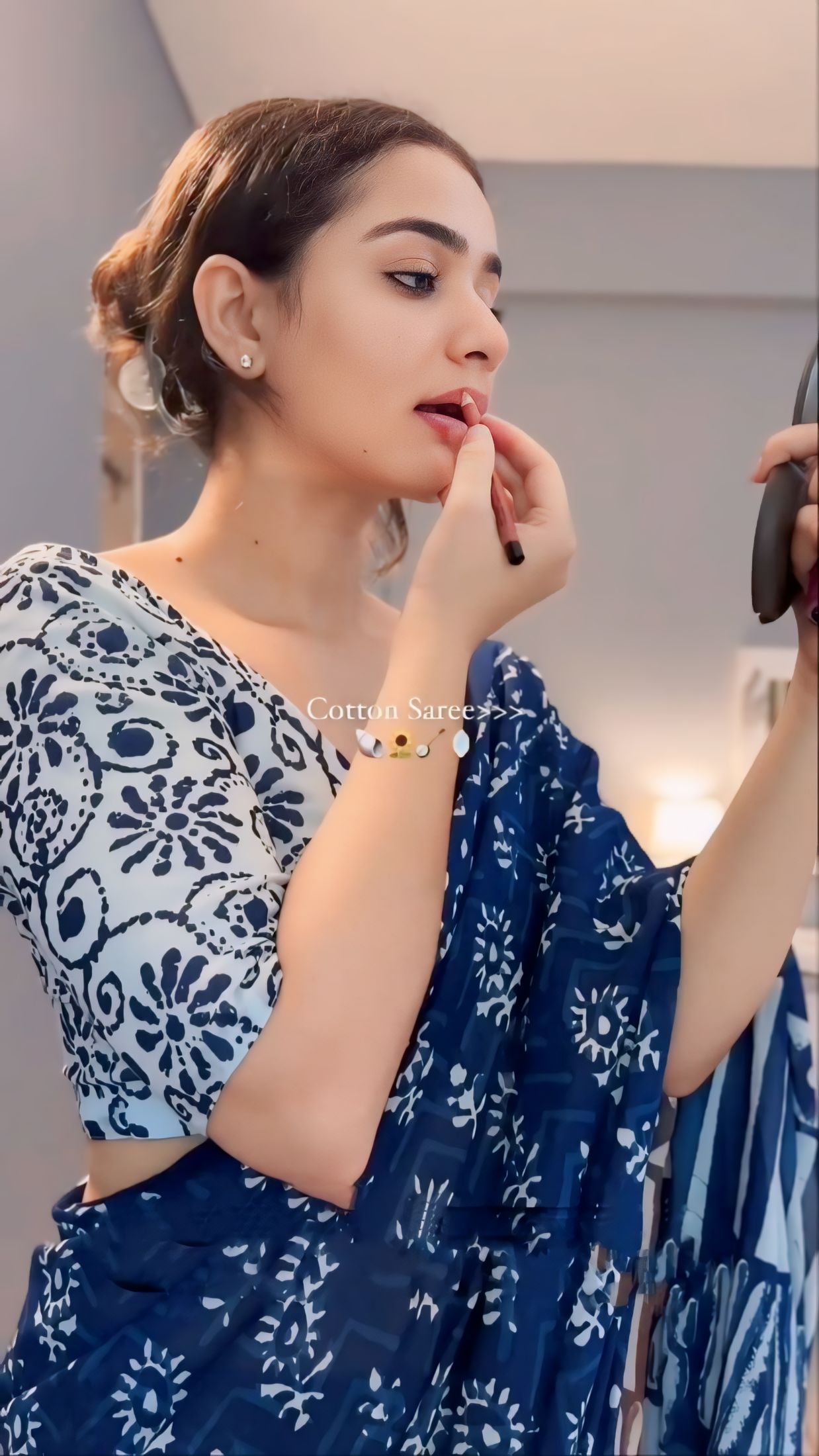 One Minute Ready To Wear Blue Petal of Beauty  Saree