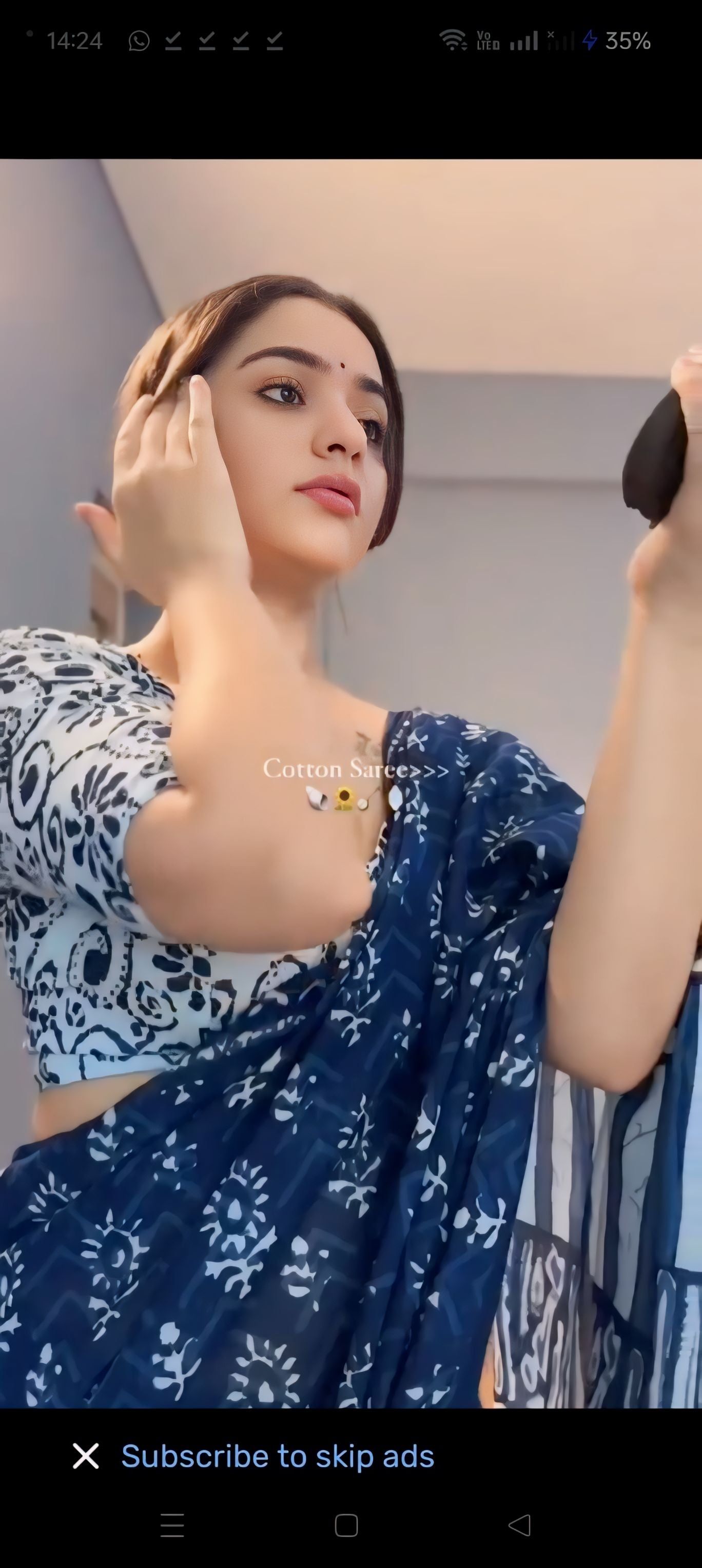 One Minute Ready To Wear Blue Petal of Beauty  Saree
