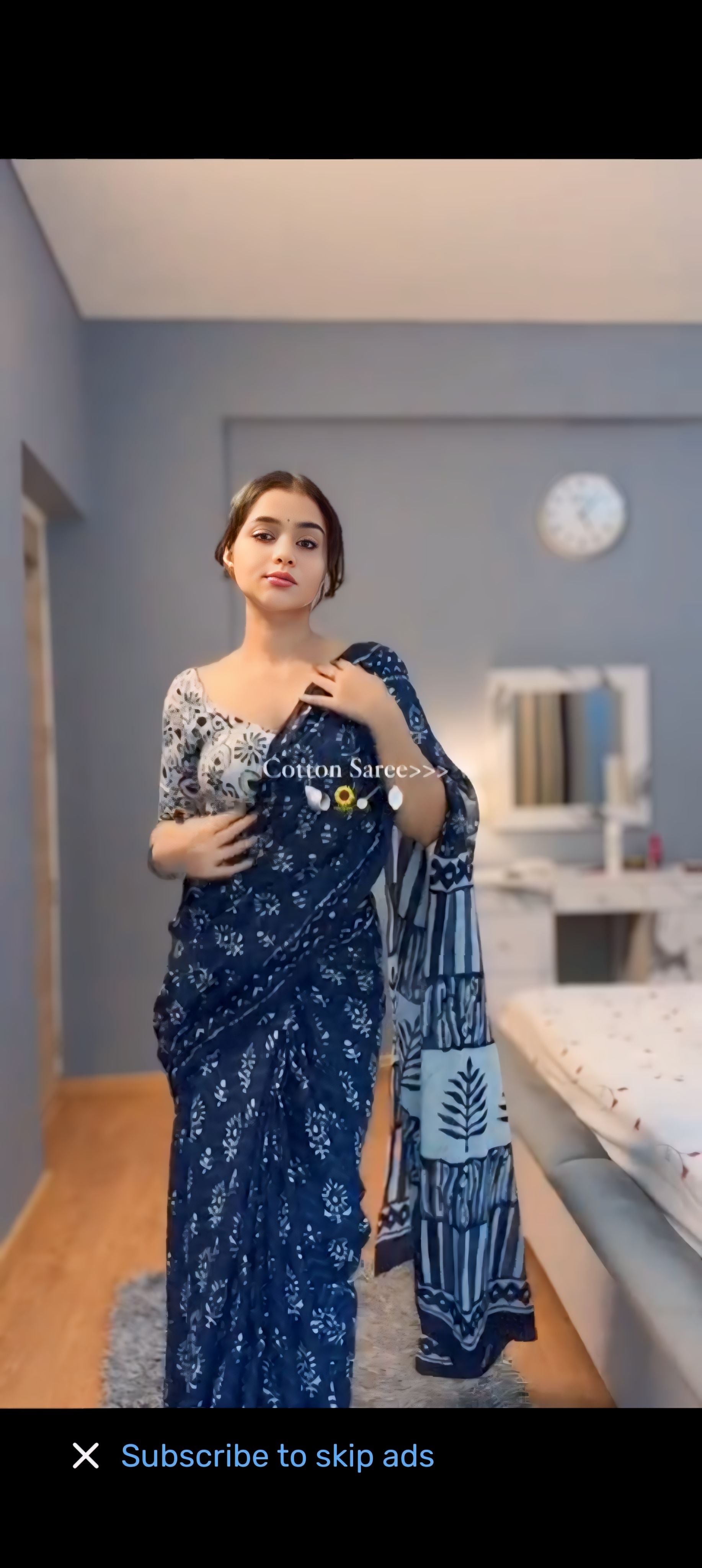 One Minute Ready To Wear Blue Petal of Beauty  Saree