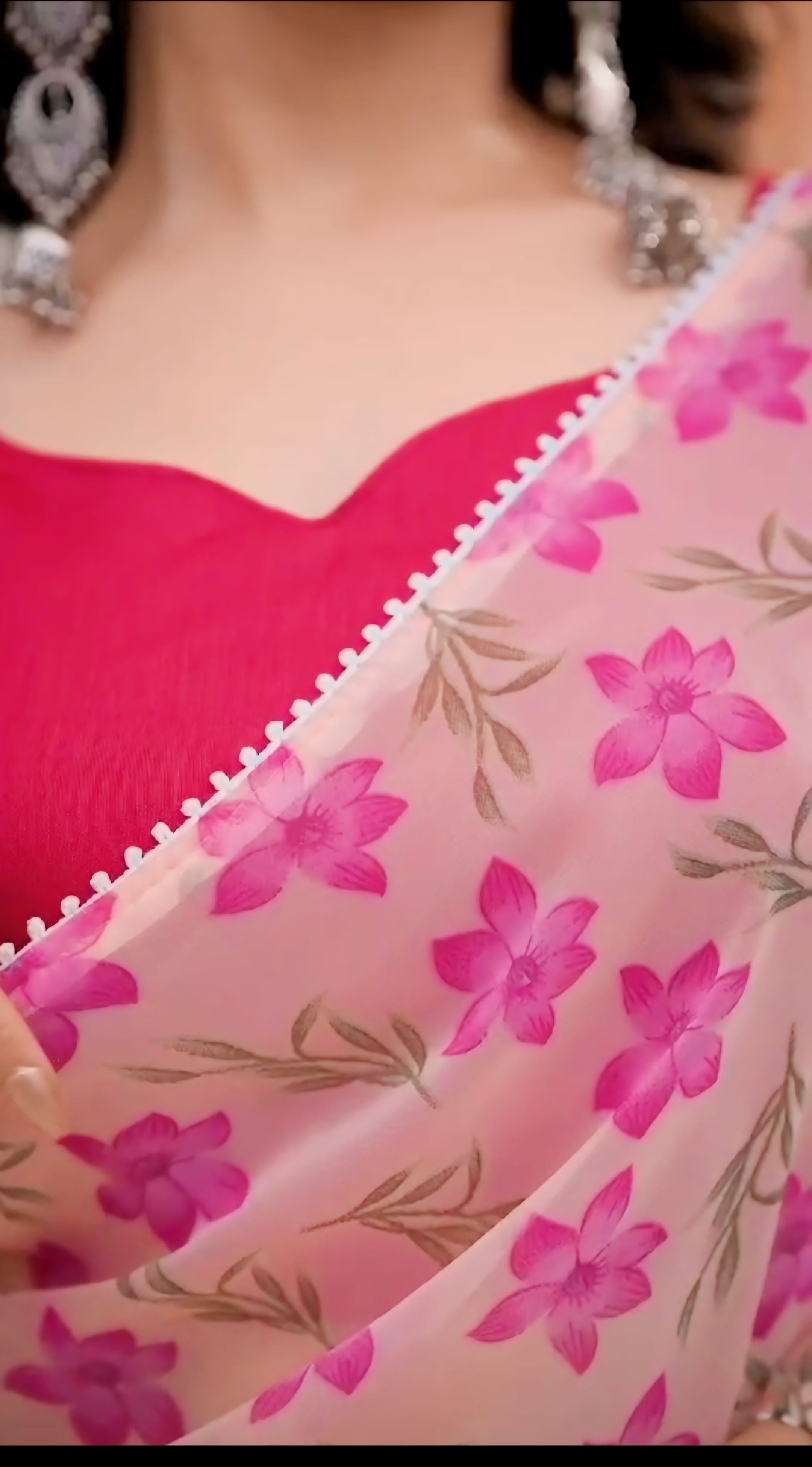 One Minute Ready To Wear Pink Blossom Elegance Saree