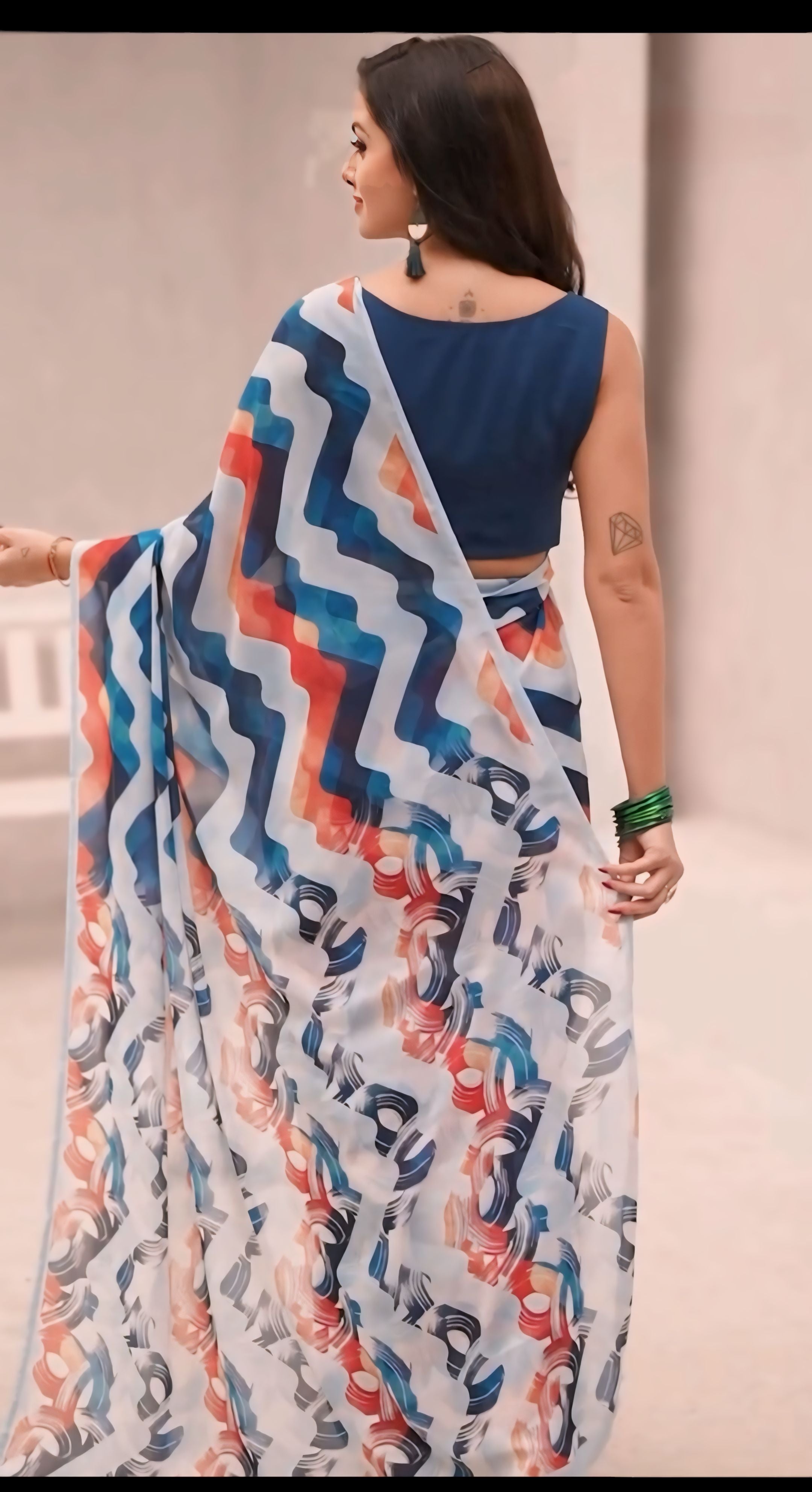 One Minute Ready To Wear Georgette Beauty Multi color Saree
