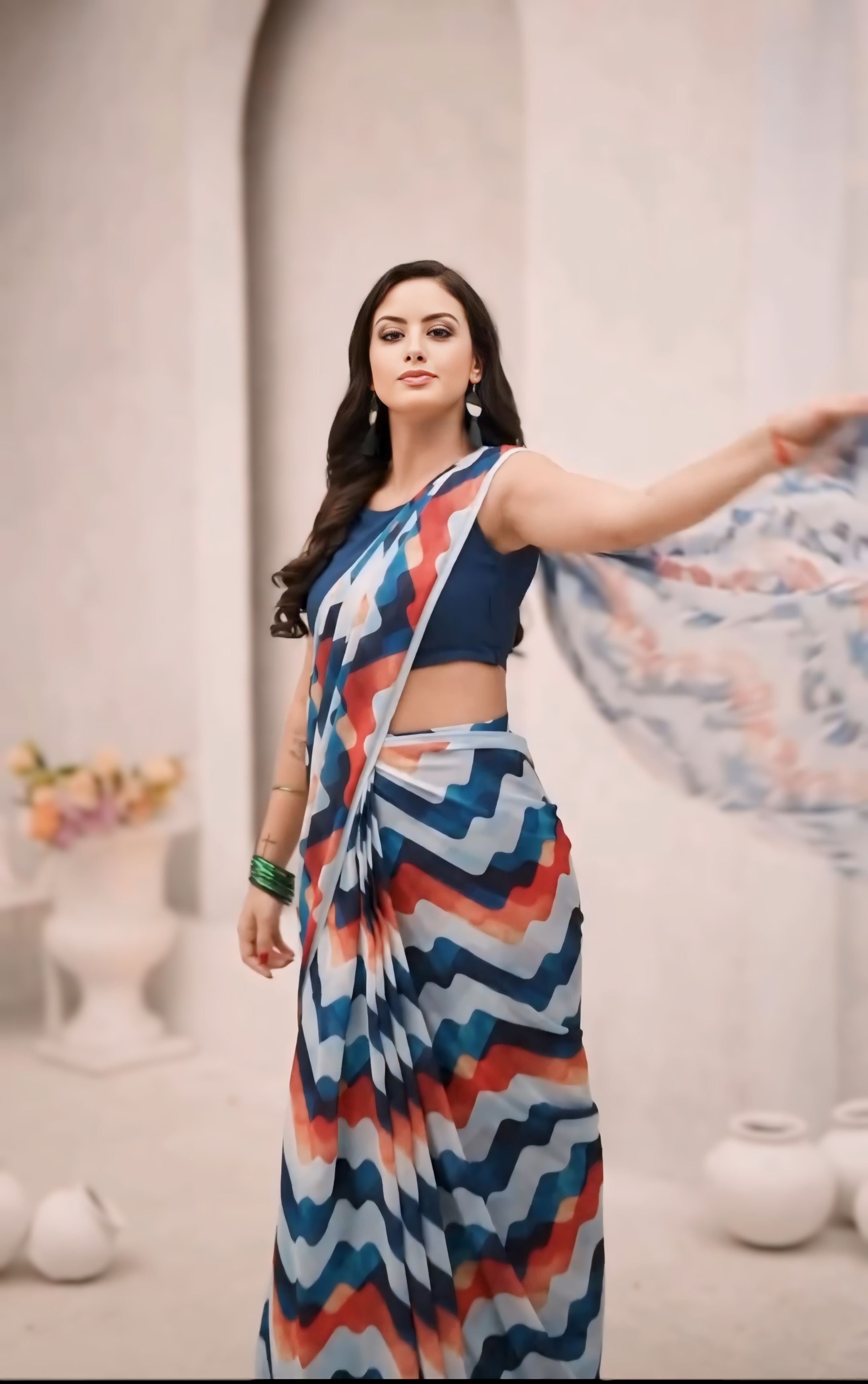 One Minute Ready To Wear Georgette Beauty Multi color Saree