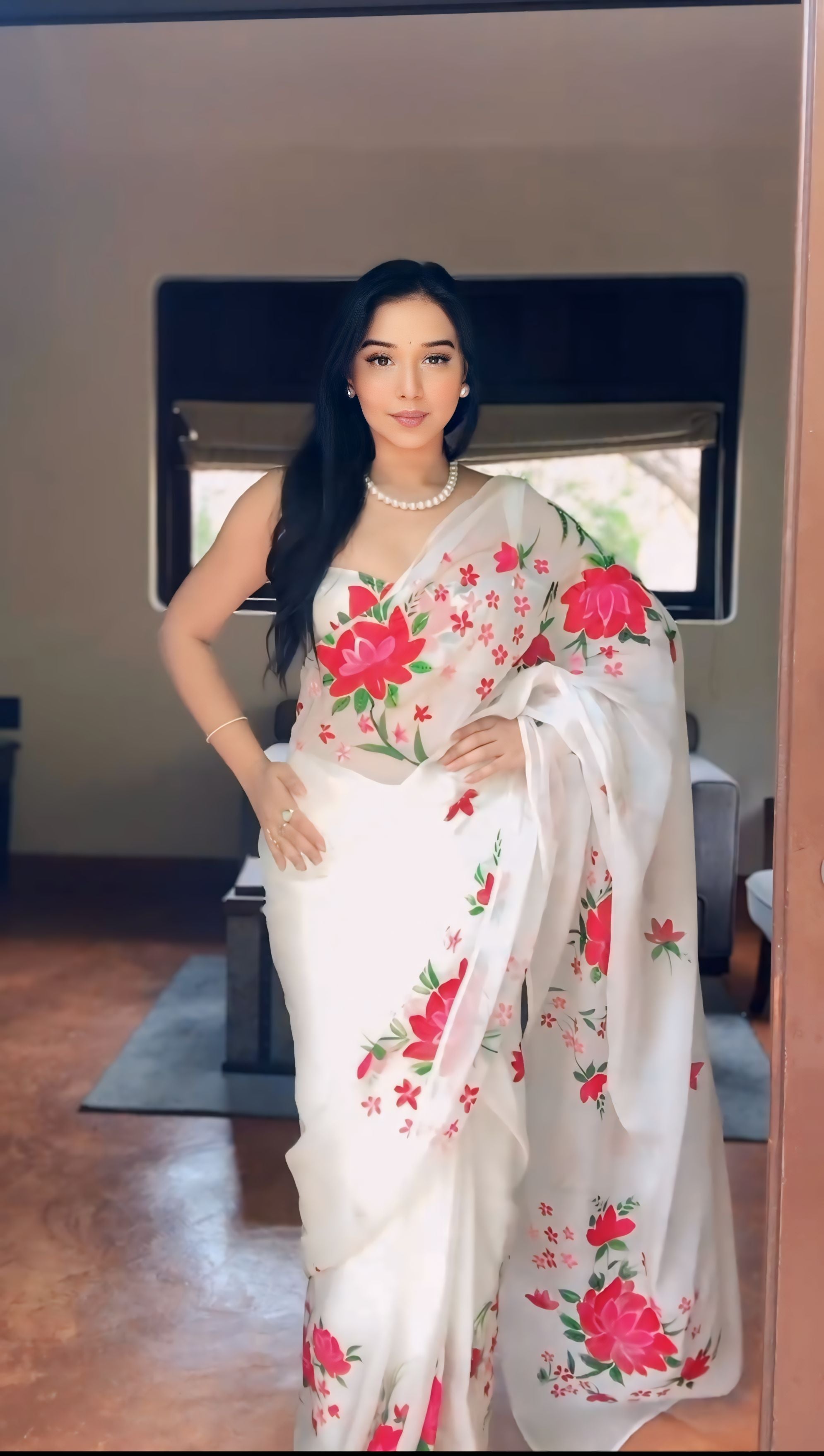 One Minute Ready To Wear Floral Organza Elegance Saree