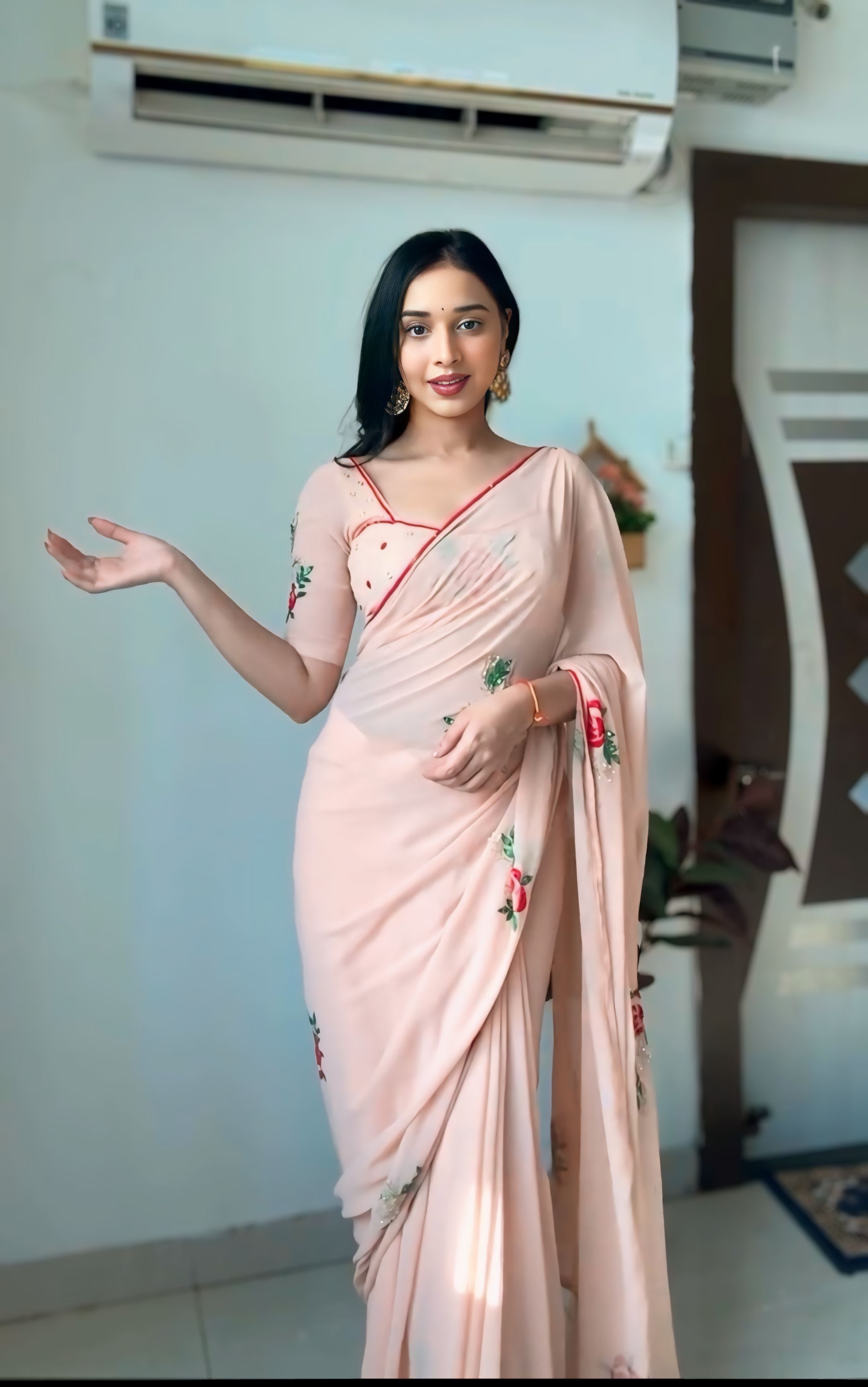 One Minute Ready To Wear Soft Georgette Silk Saree