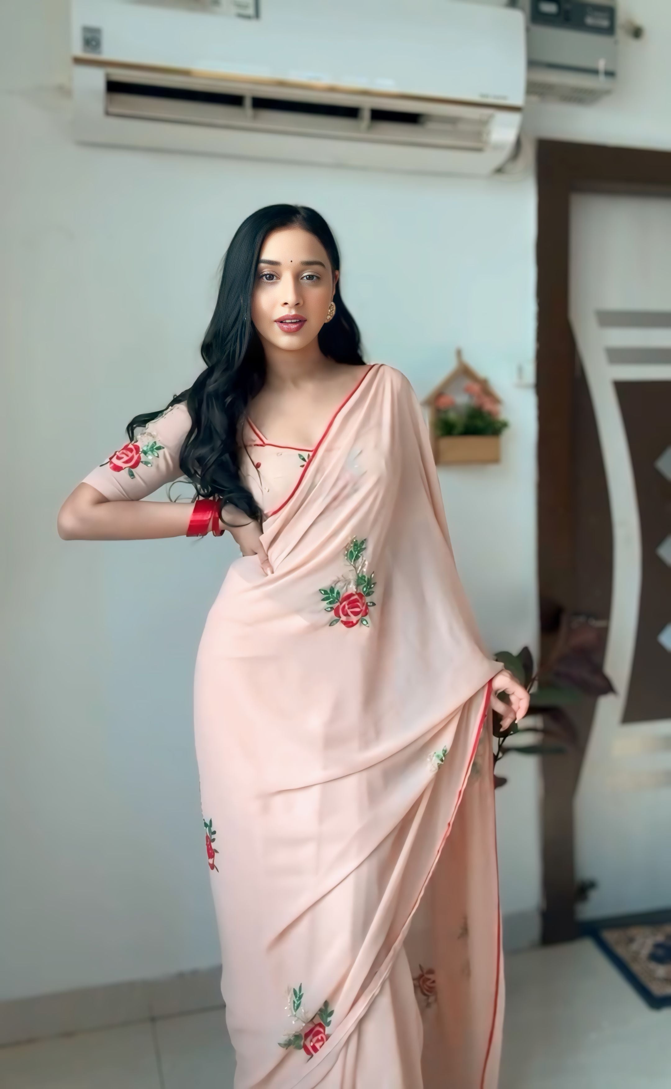 One Minute Ready To Wear Soft Georgette Silk Saree