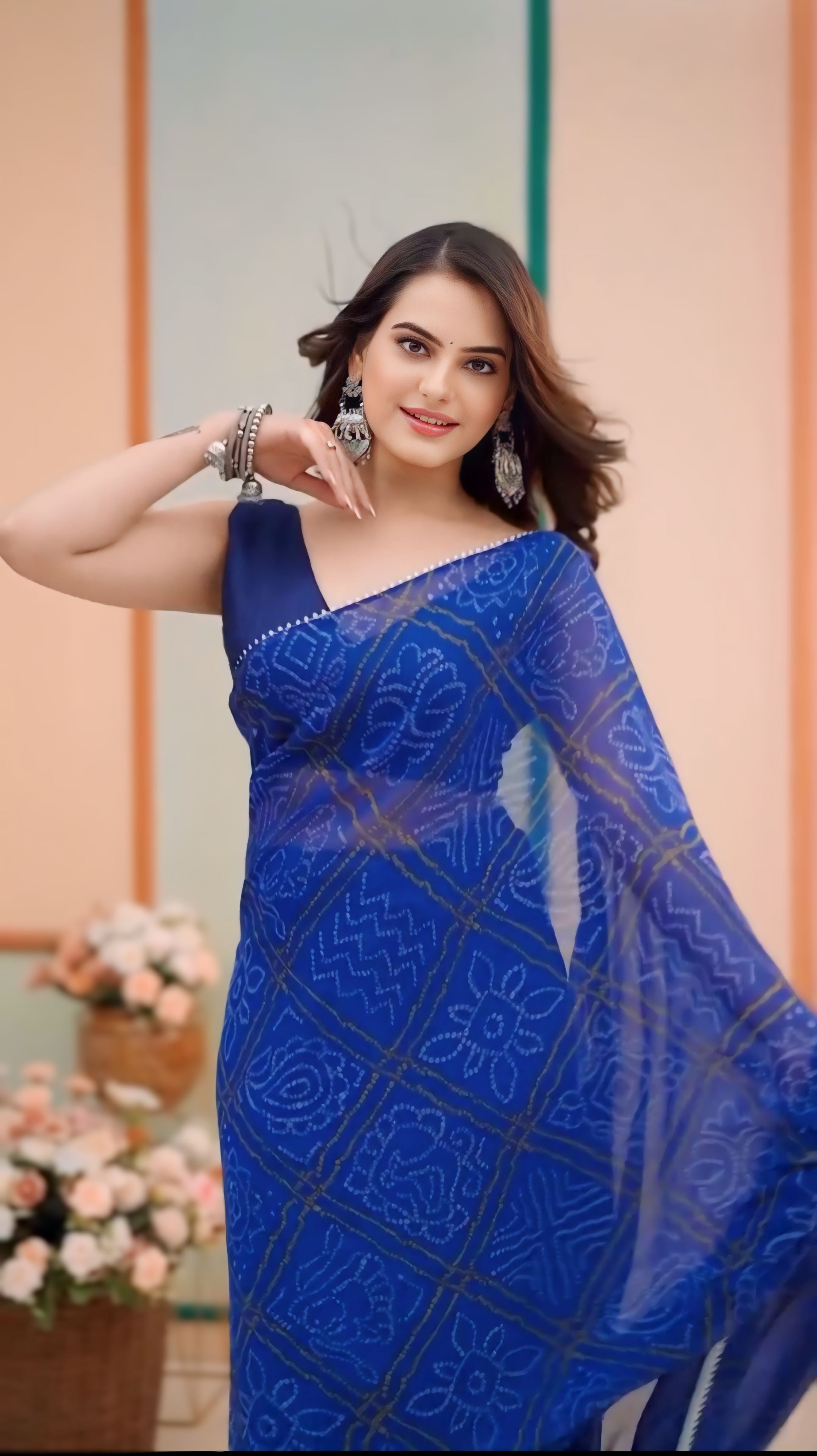 One Minute Ready To Wear Delightful Blue Georgette Saree