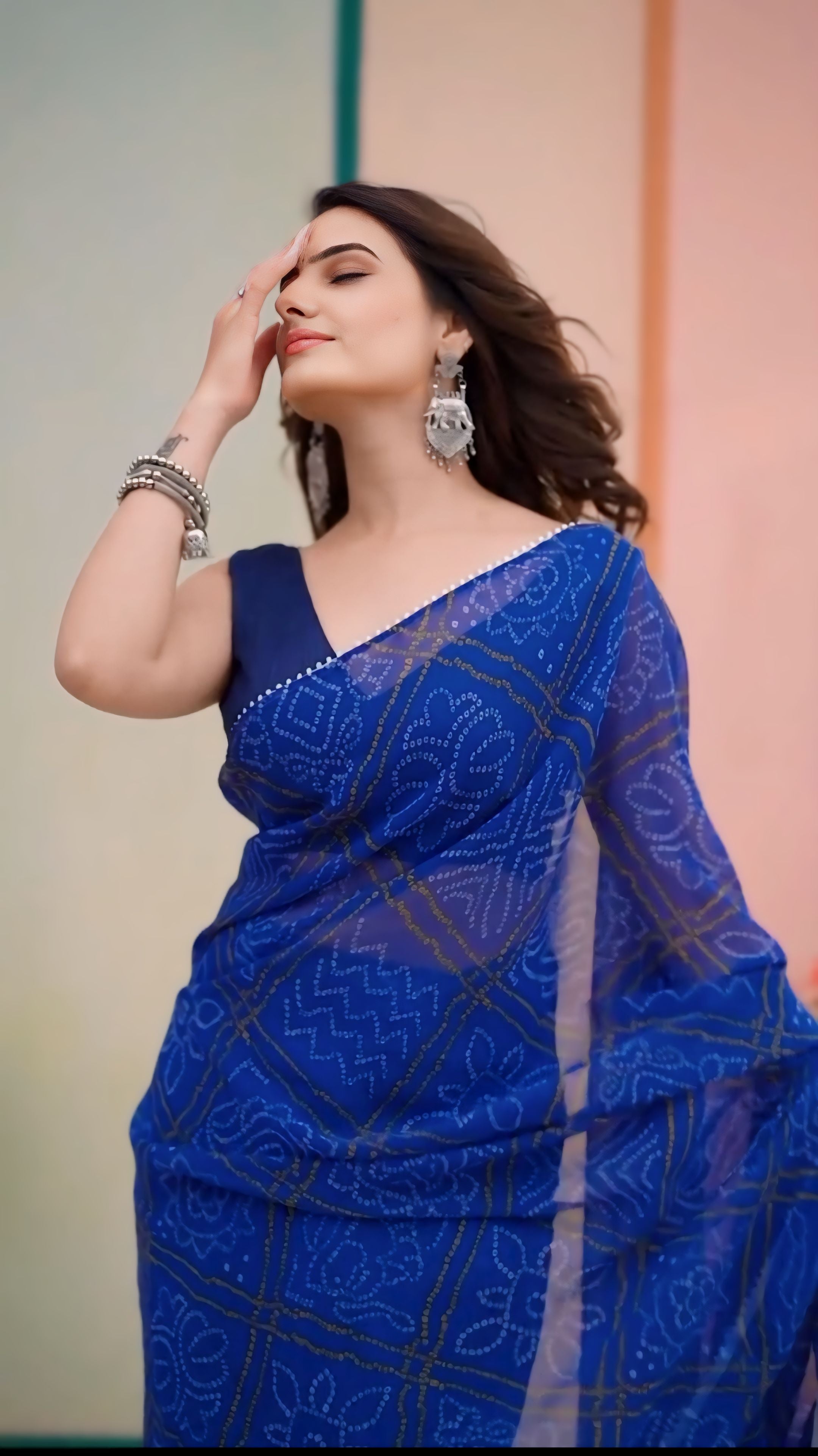 One Minute Ready To Wear Delightful Blue Georgette Saree
