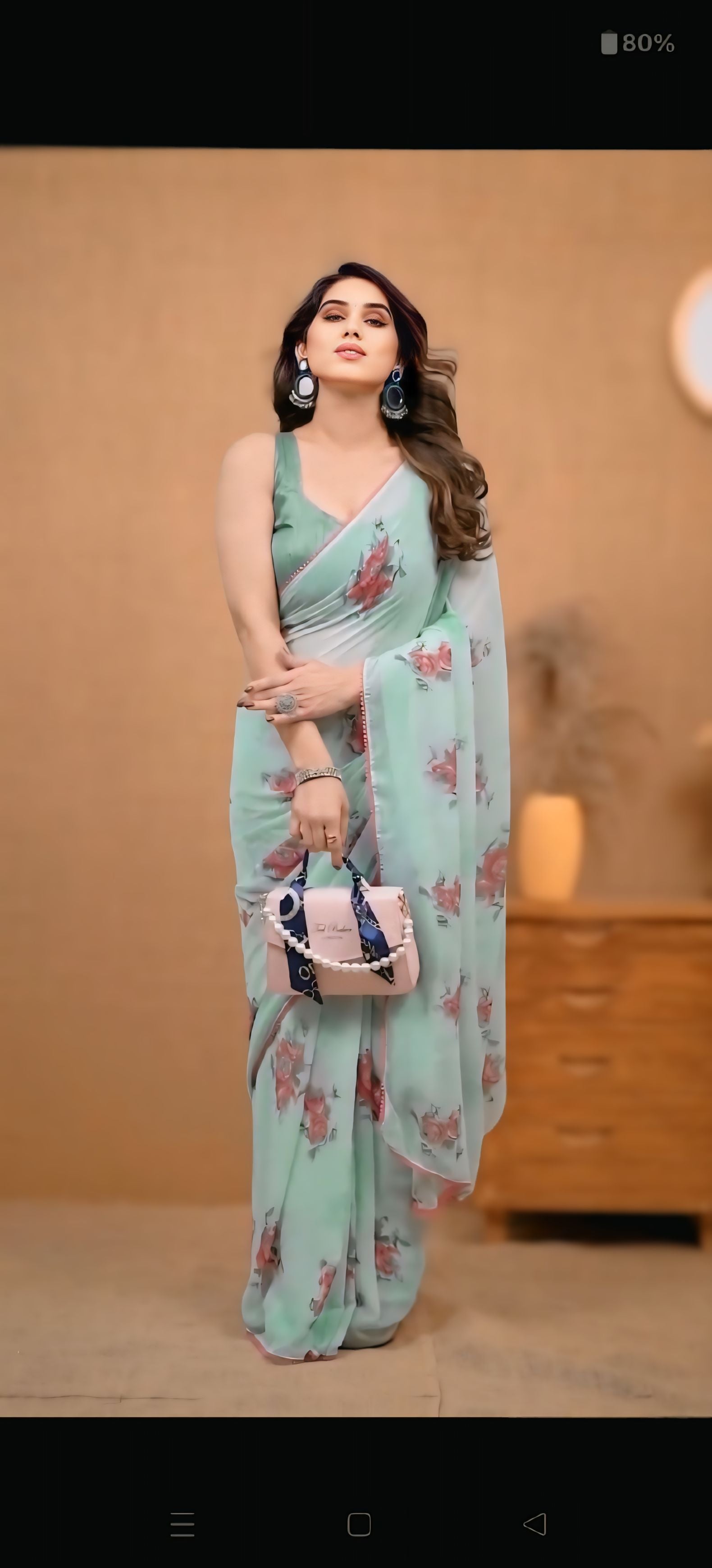 One Minute Ready To Wear Floral Printed Georgette With Fancy Lace Saree