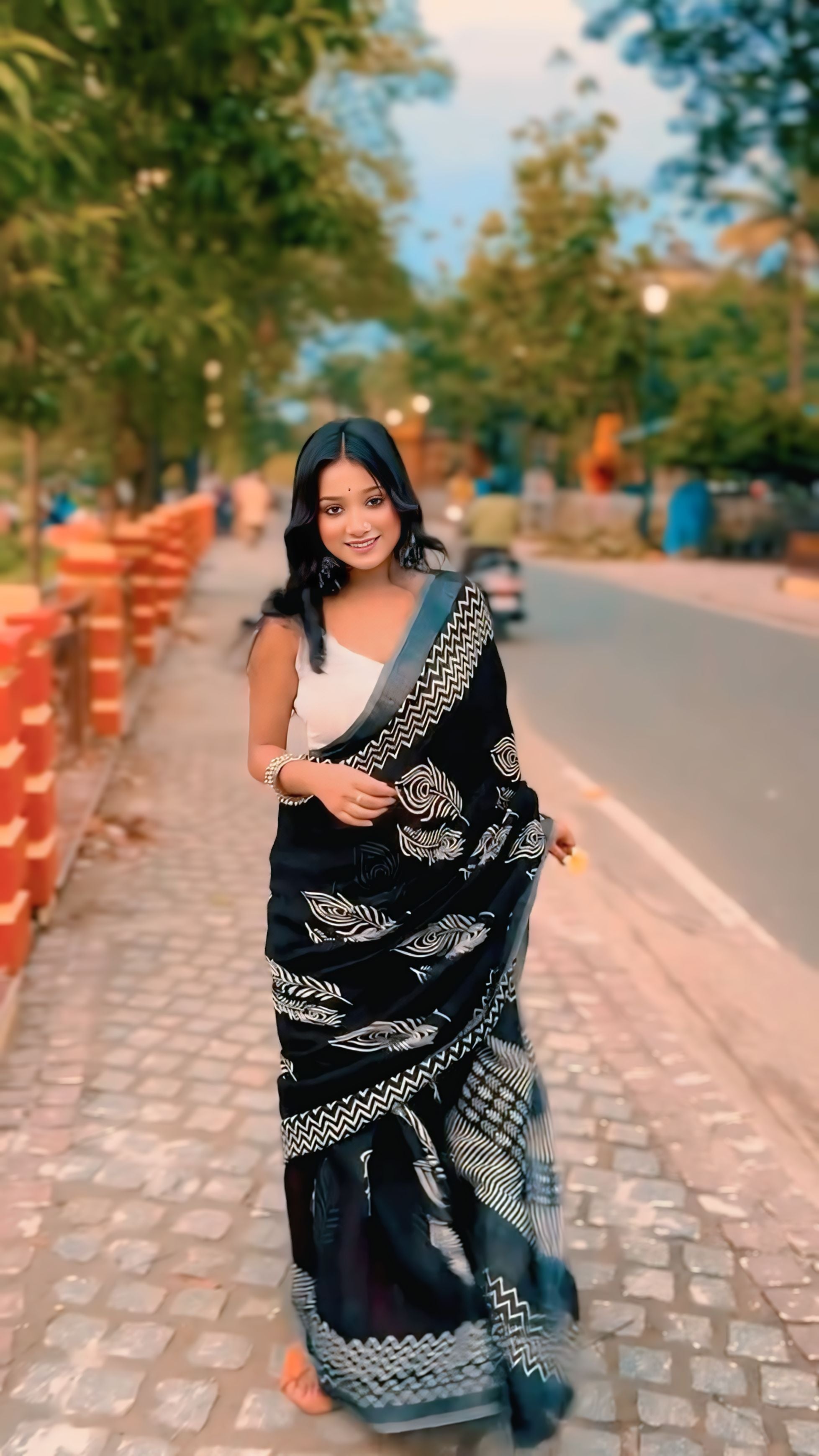 One Minute Ready To Wear Black Cotton Saree