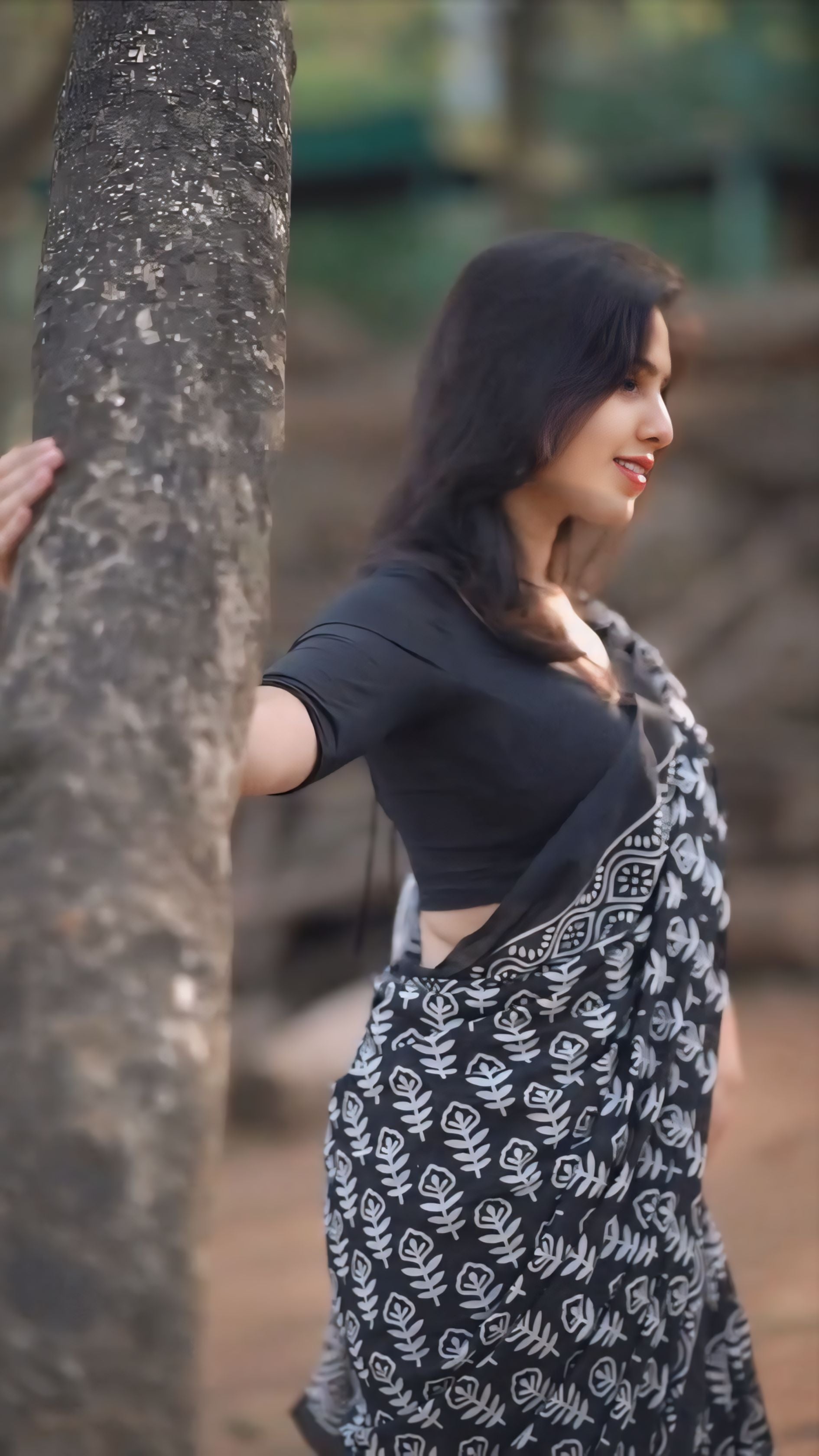 One Minute Ready To Wear Black Cotton Georgette Saree