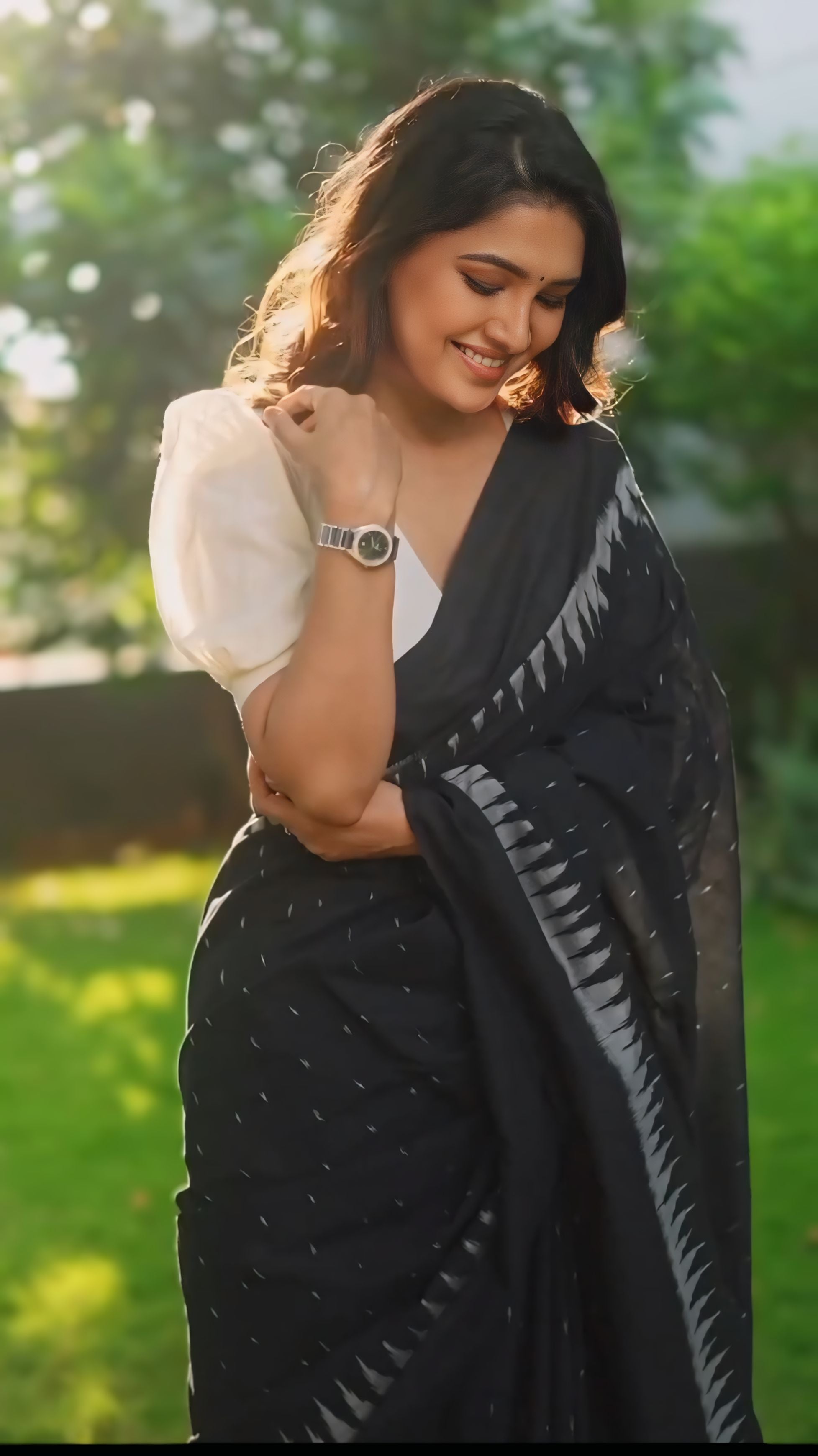 One Minute Ready To Wear Black Premium Cotton Saree