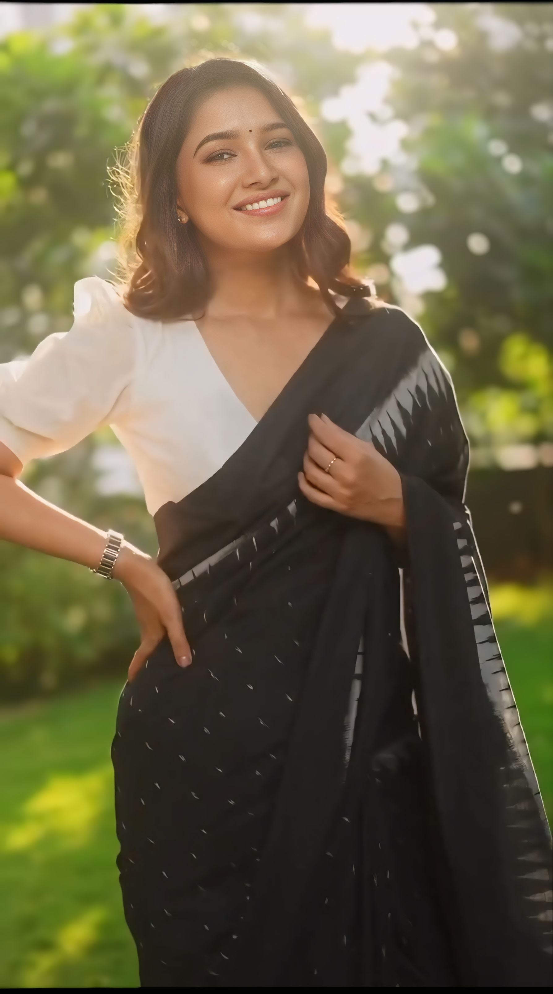 One Minute Ready To Wear Black Premium Cotton Saree