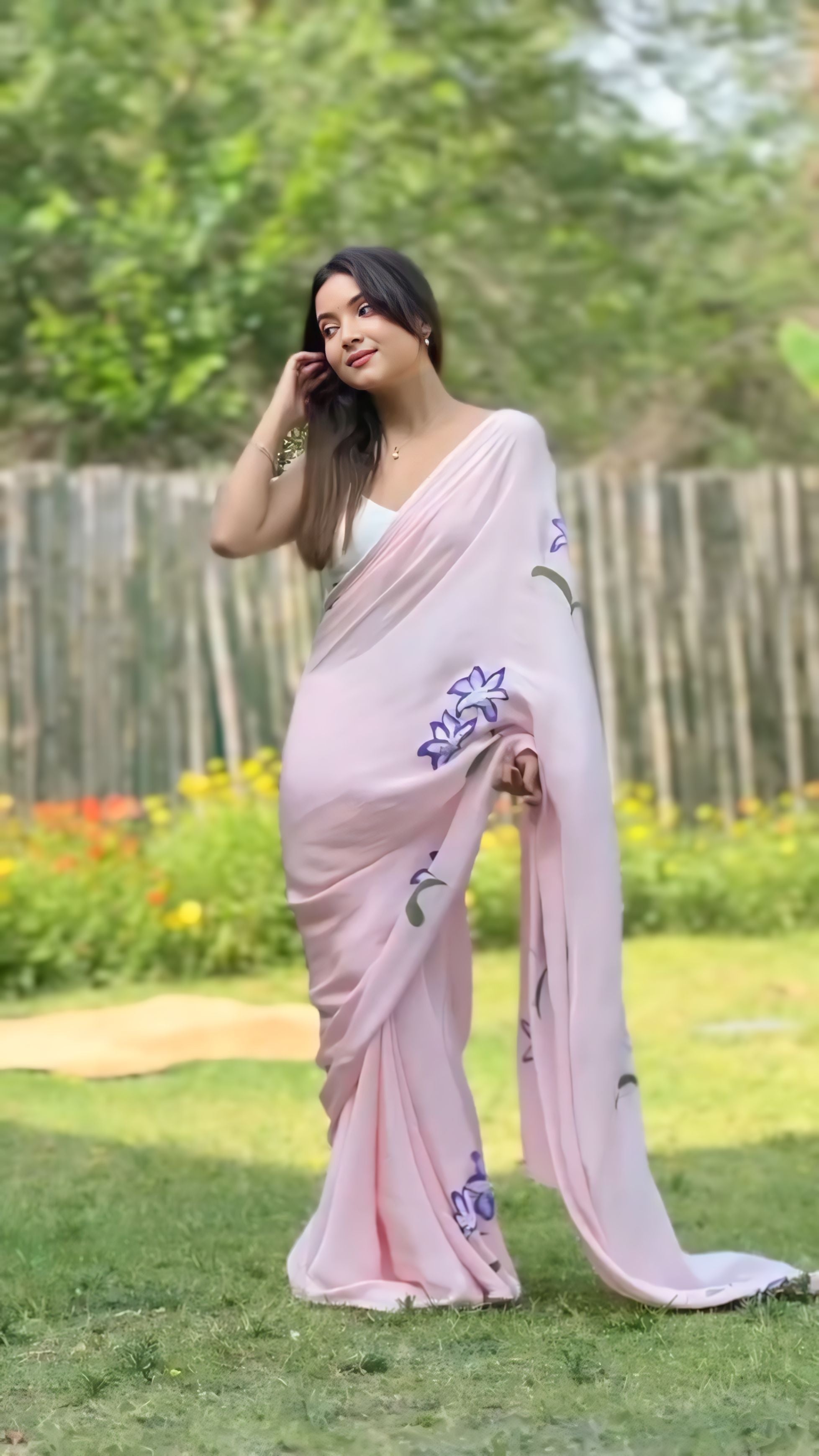 One Minute Ready To Wear Fancy Pink Color Pure Soft Georgette Silk Saree