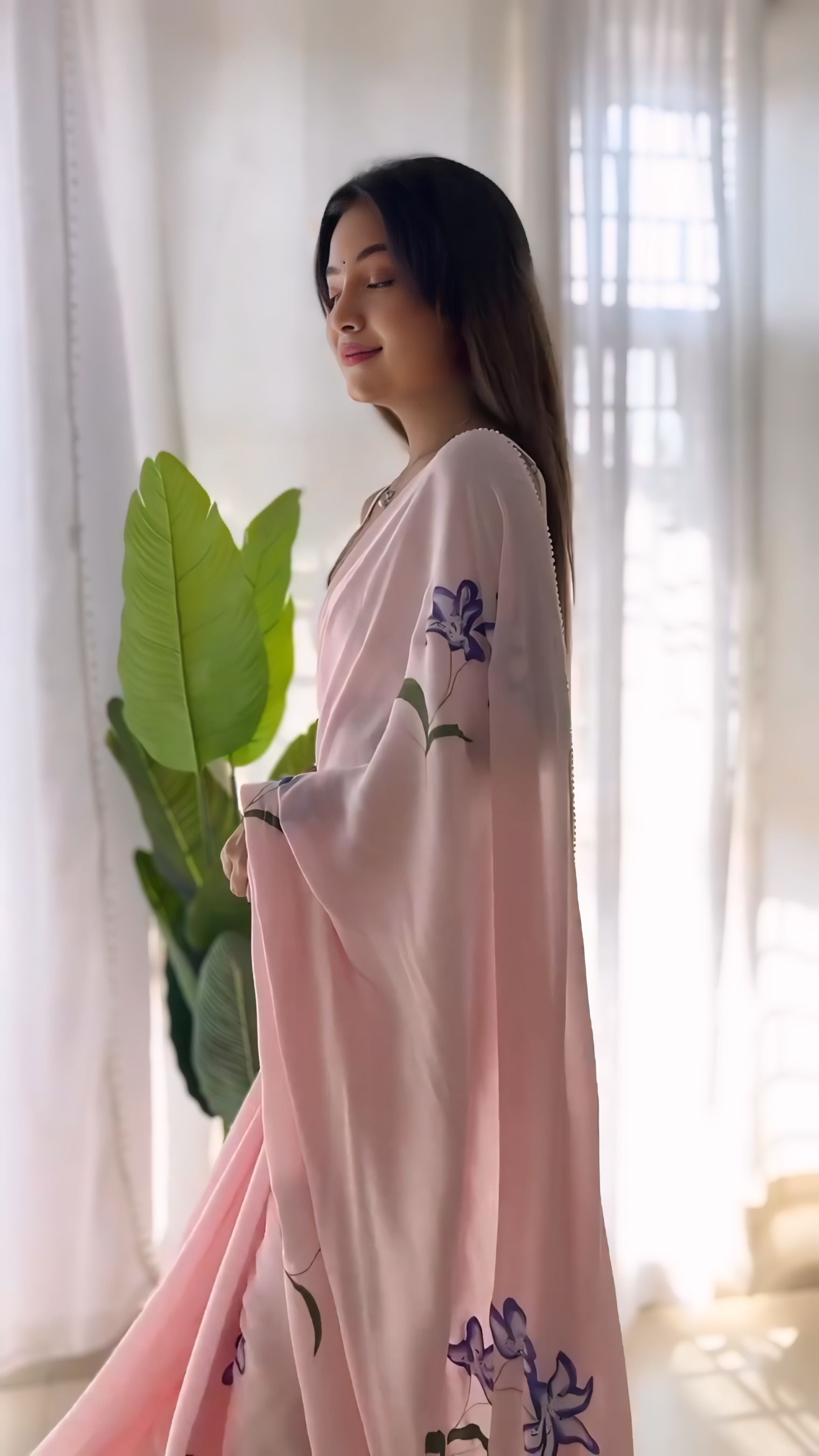 One Minute Ready To Wear Fancy Pink Color Pure Soft Georgette Silk Saree
