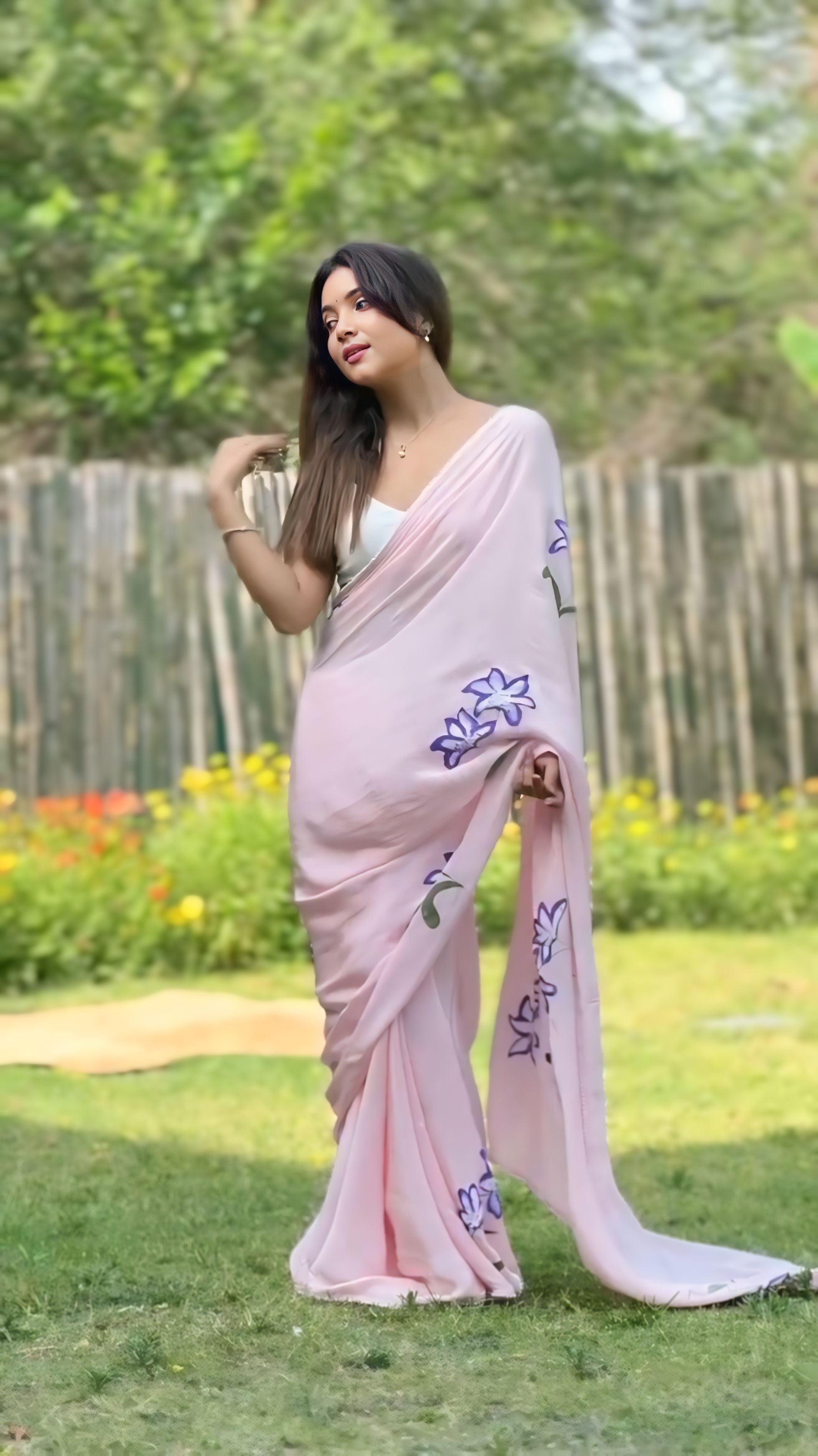 One Minute Ready To Wear Fancy Pink Color Pure Soft Georgette Silk Saree