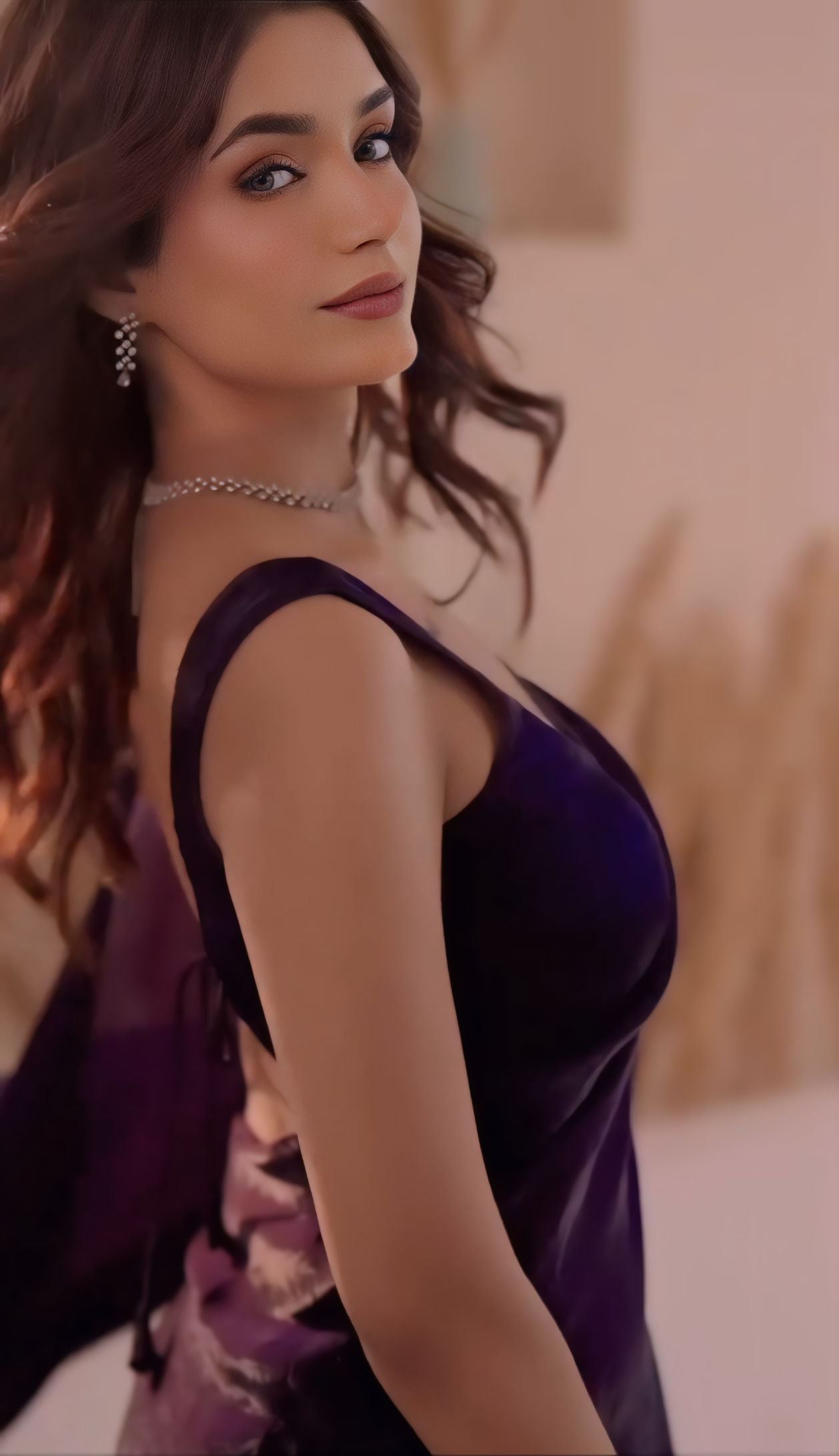 One Minute Ready To Wear Conflate Purple Fancy Silk Saree