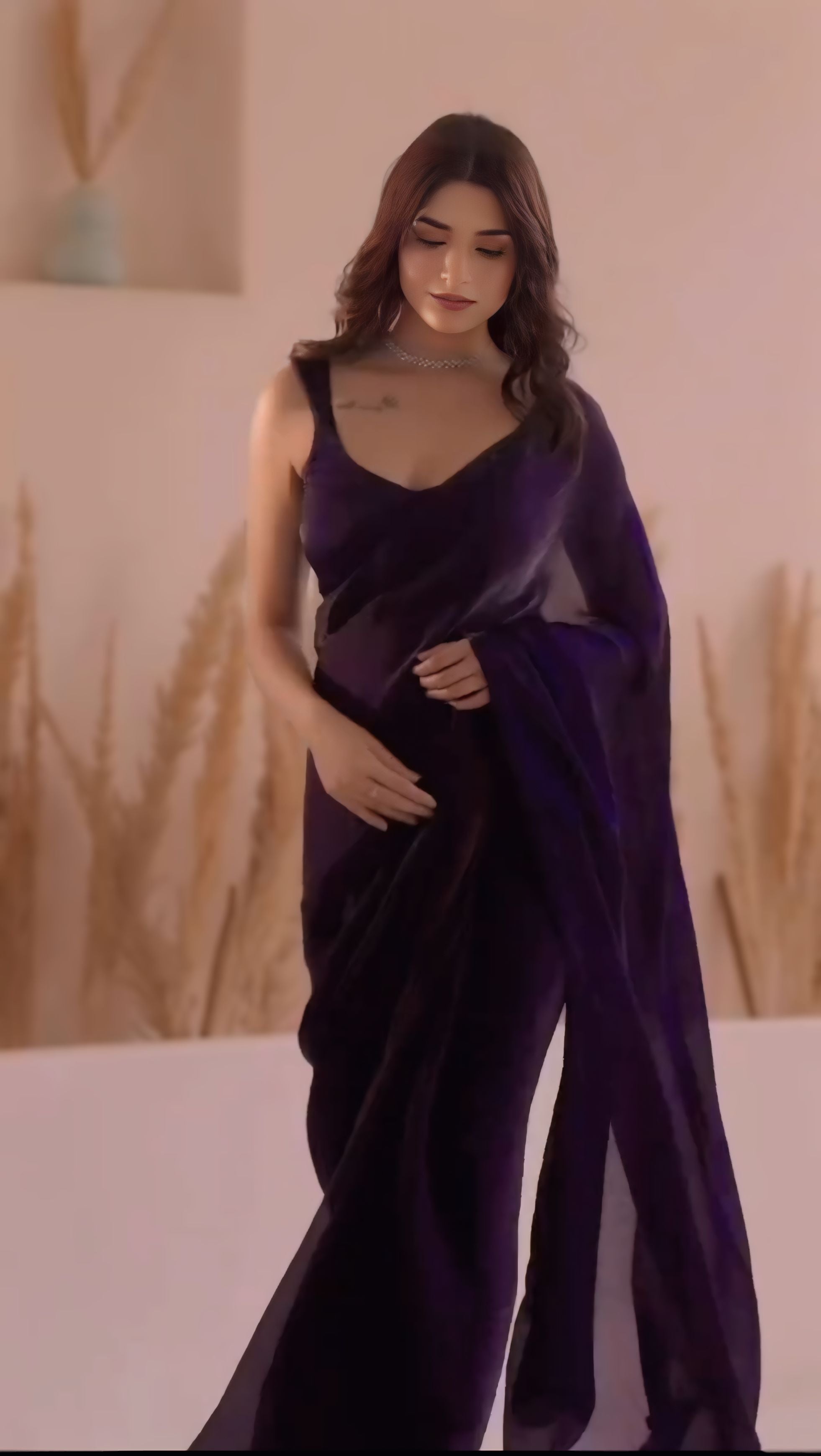 One Minute Ready To Wear Conflate Purple Fancy Silk Saree