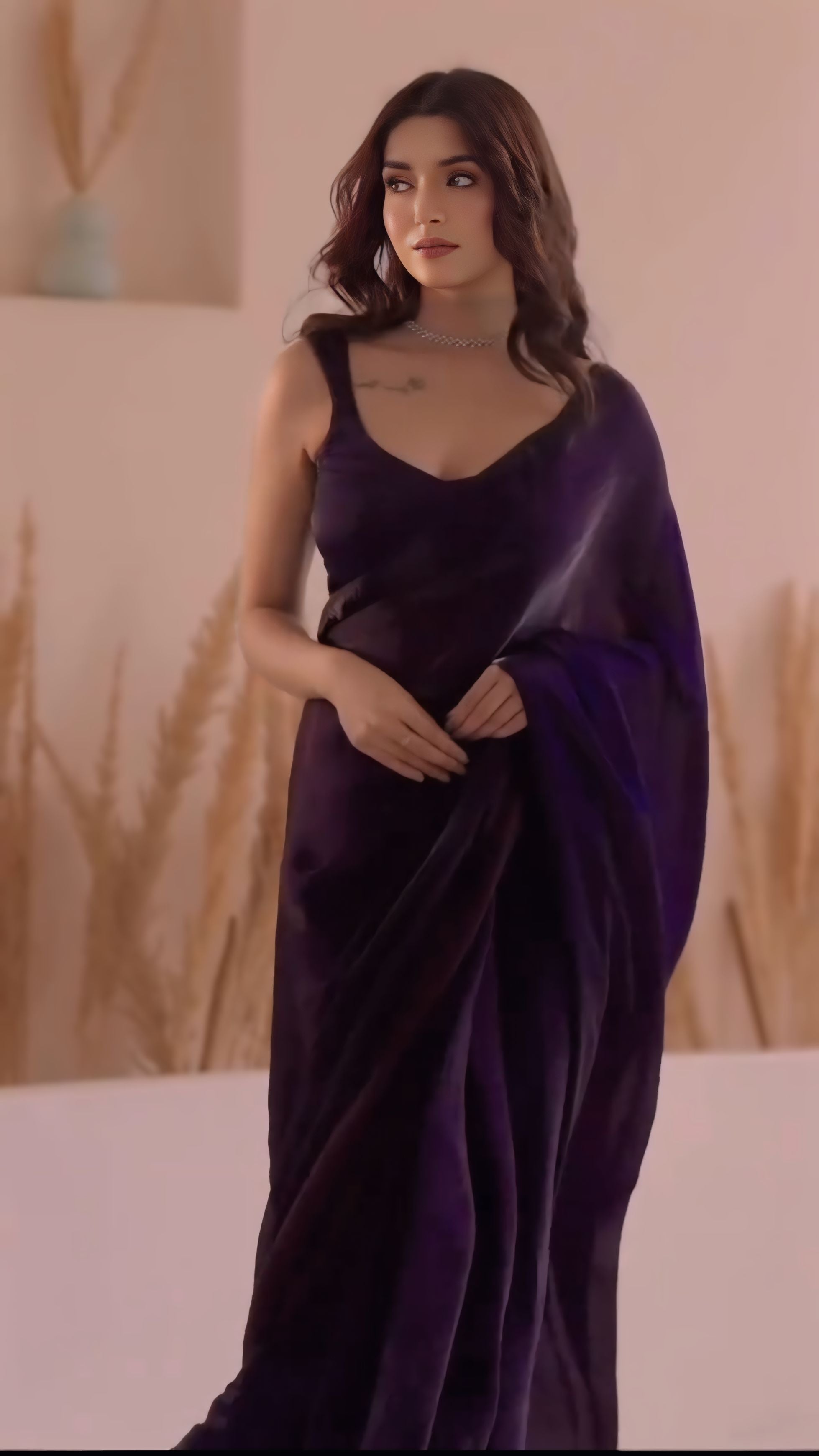 One Minute Ready To Wear Conflate Purple Fancy Silk Saree