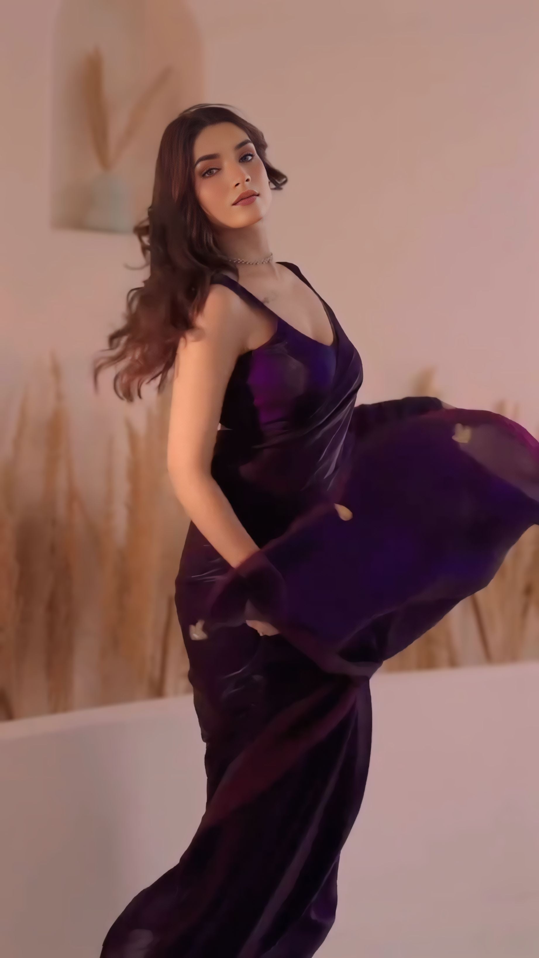 One Minute Ready To Wear Conflate Purple Fancy Silk Saree