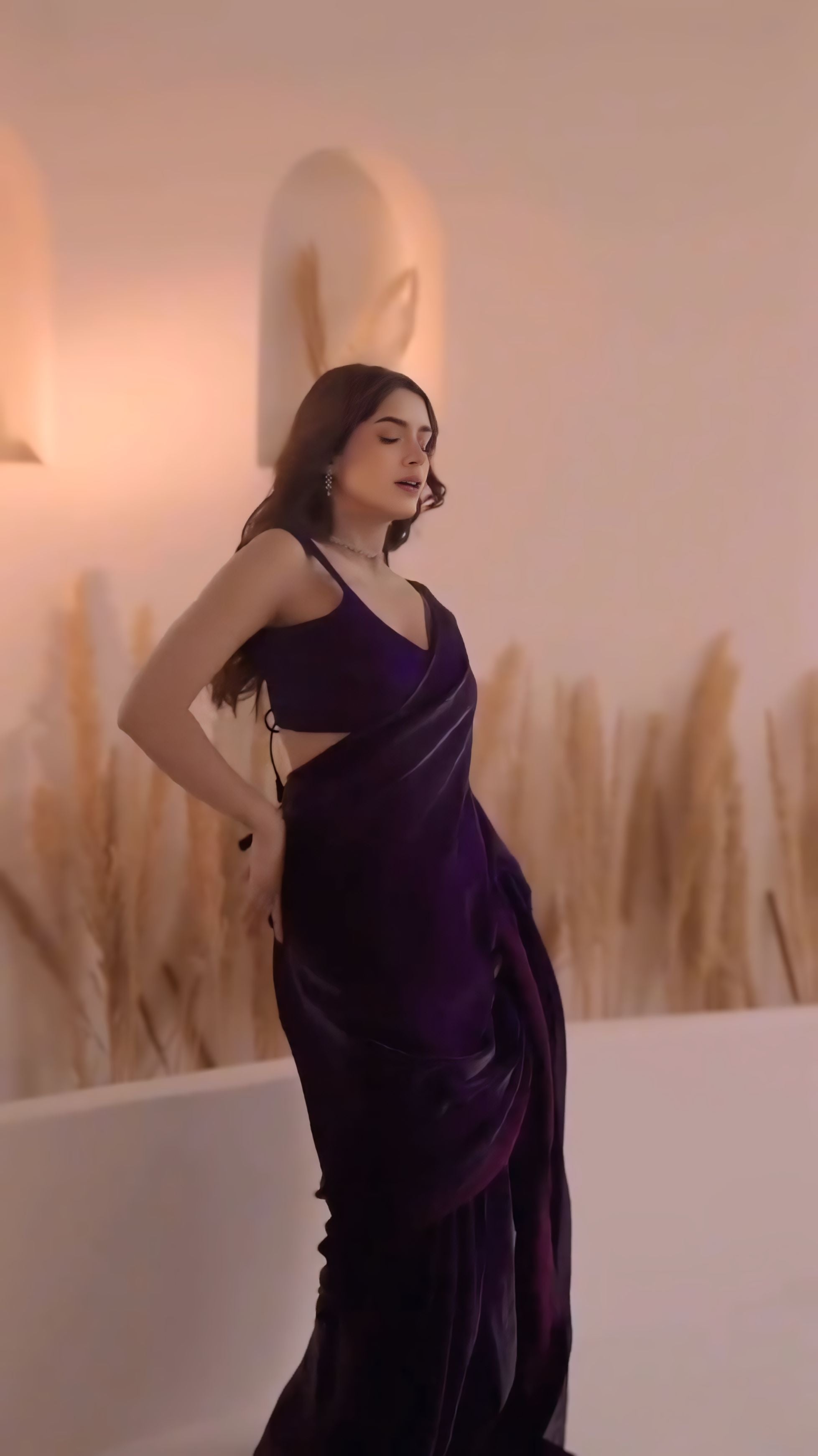 One Minute Ready To Wear Conflate Purple Fancy Silk Saree