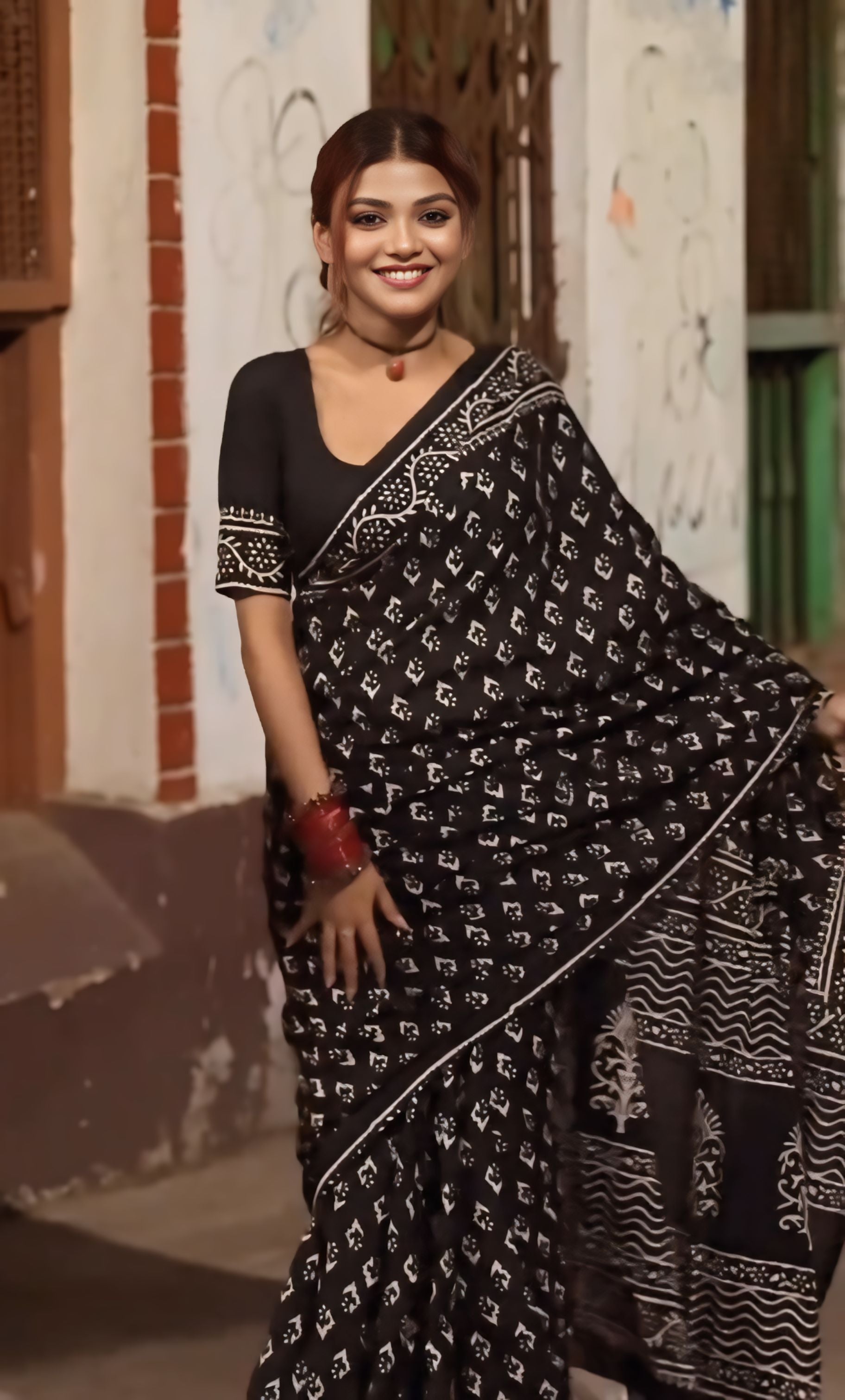 One Minute Ready To Wear Pure Soft Linen Silk Black Saree